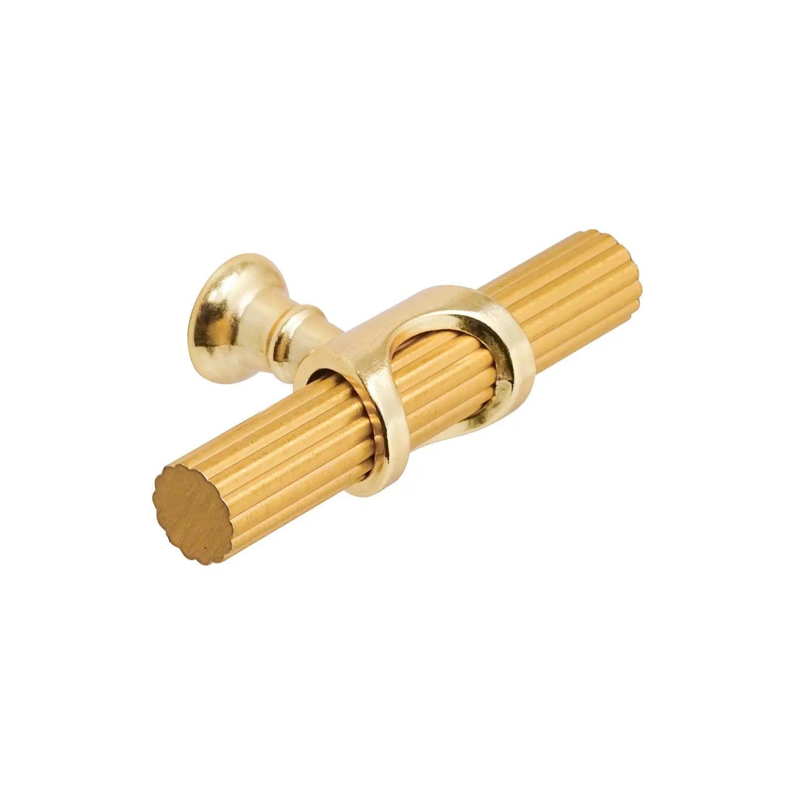 Gold-colored fluted cabinet pull for Sienna Lines Knurled T-Bar Kitchen Cabinet Knob