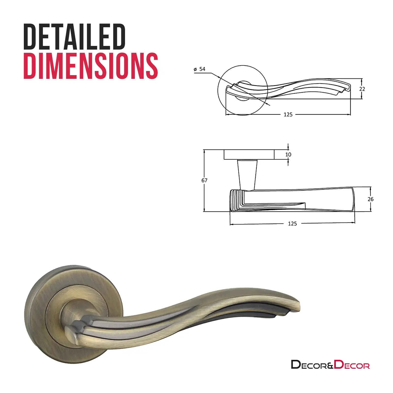 Solace Antique Brass Bathroom Door Lever Handles - Bathroom Kit Set - Decor And Decor