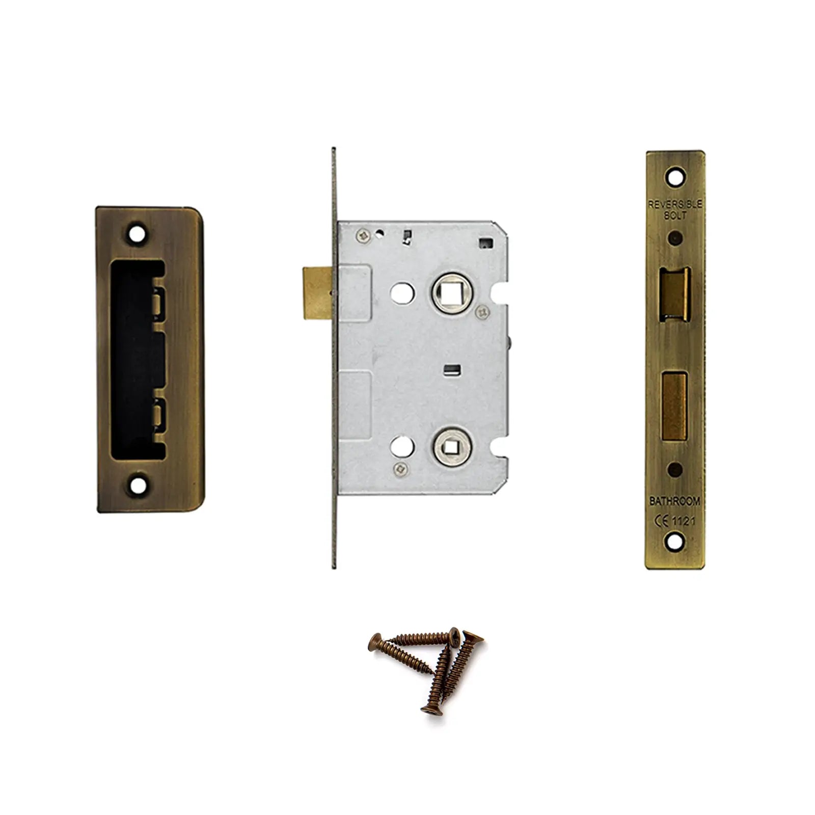 Solace Antique Brass Bathroom Door Lever Handles - Bathroom Kit Set - Decor And Decor