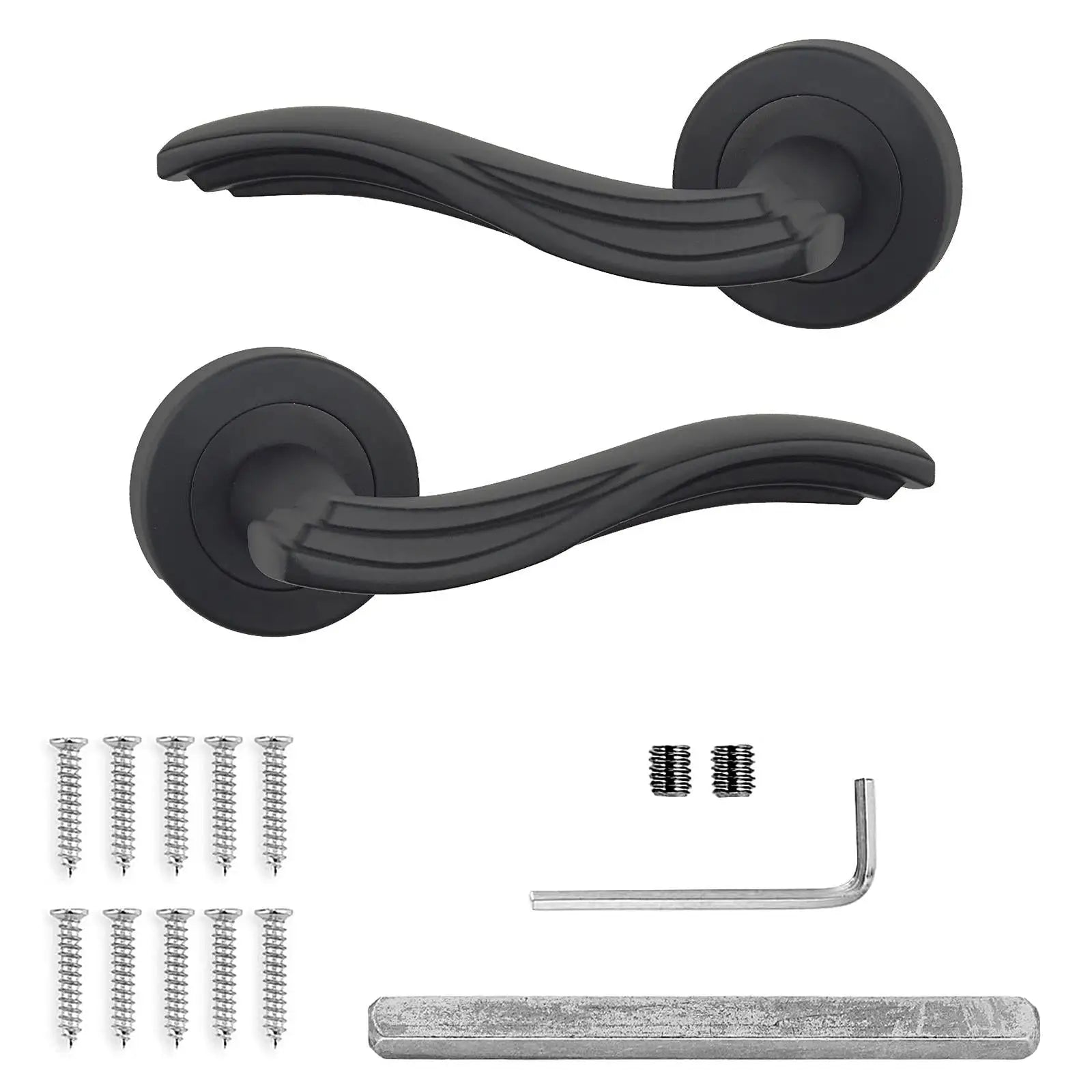 Solace Matt Black Passage Door Lever Handles - Latch And Hinge Set - & - Complete