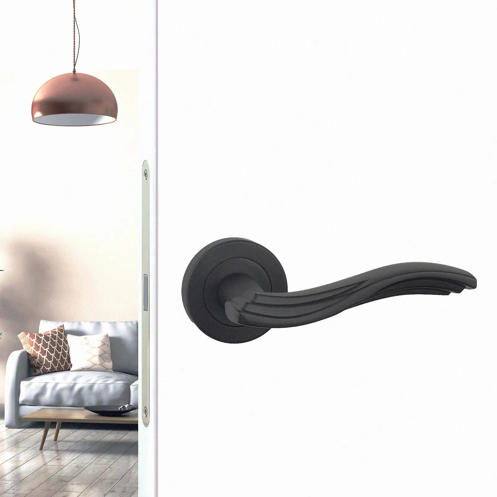 Solace Matt Black Passage Door Lever Handles - Latch And Hinge Set - & - Complete
