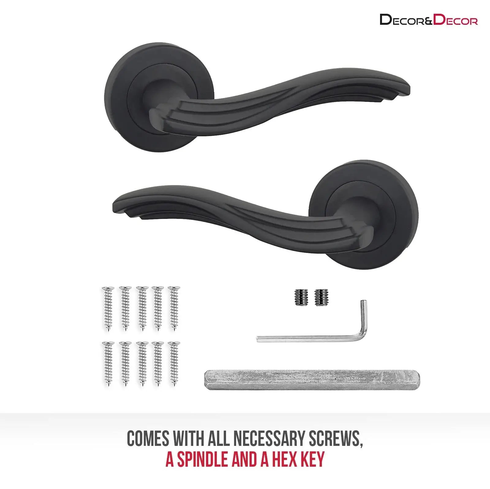 Solace Matt Black Passage Door Lever Handles - Latch And Hinge Set - & - Complete