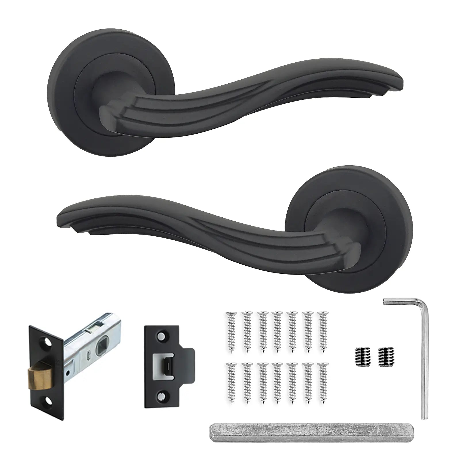 Solace Matt Black Passage Door Lever Handles - Latch Kit Set - Decor And Decor