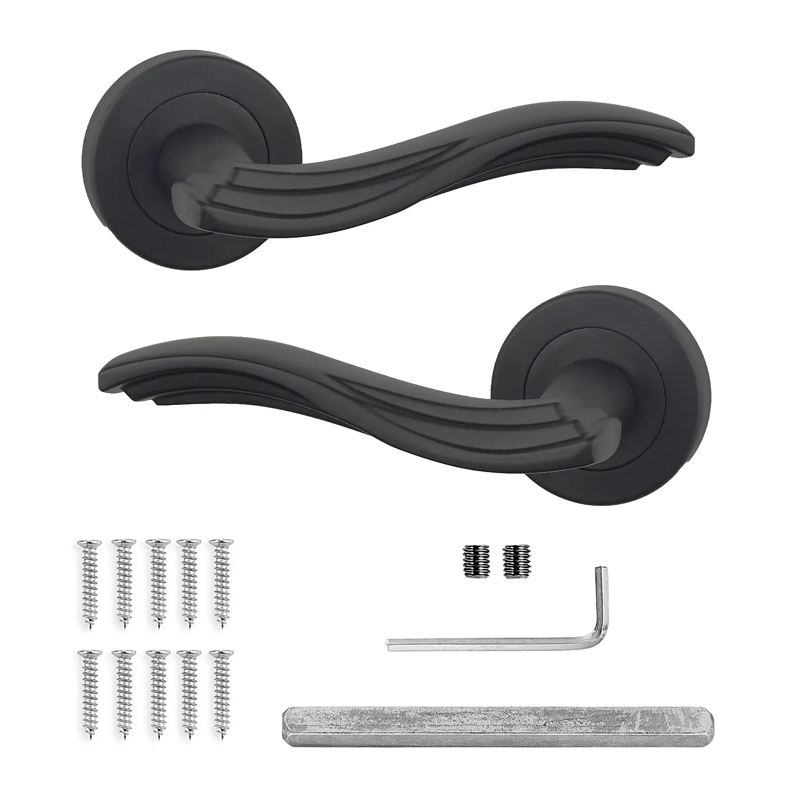 Solace Matt Black Passage Door Lever Handles - Latch Kit Set - Decor And Decor