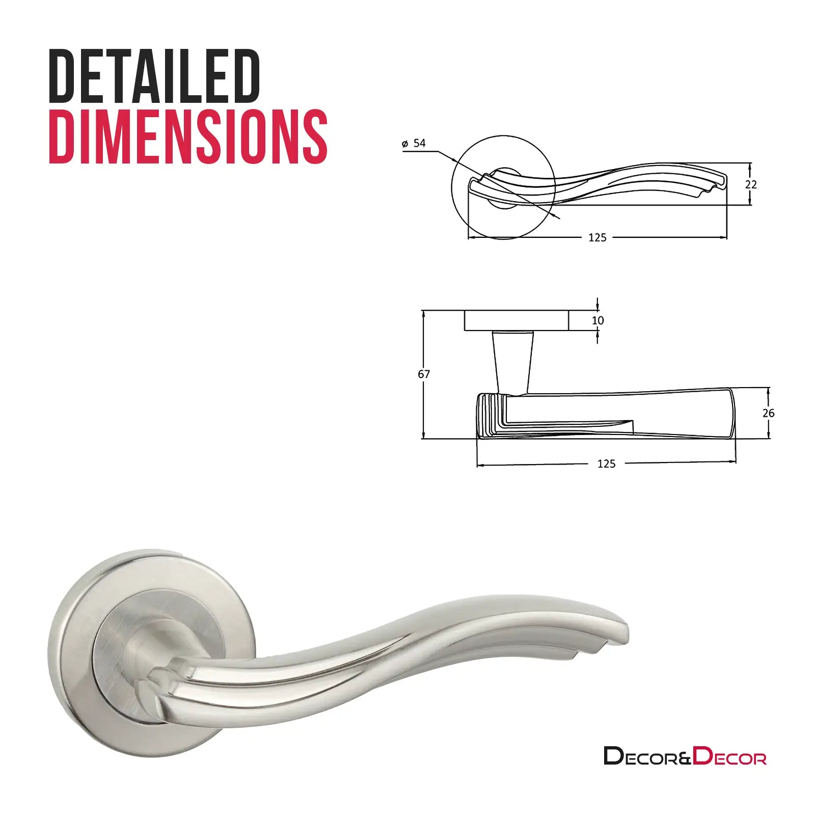 Solace Satin Nickel Bathroom Door Lever Handles - Bathroom Kit Set - Decor And Decor