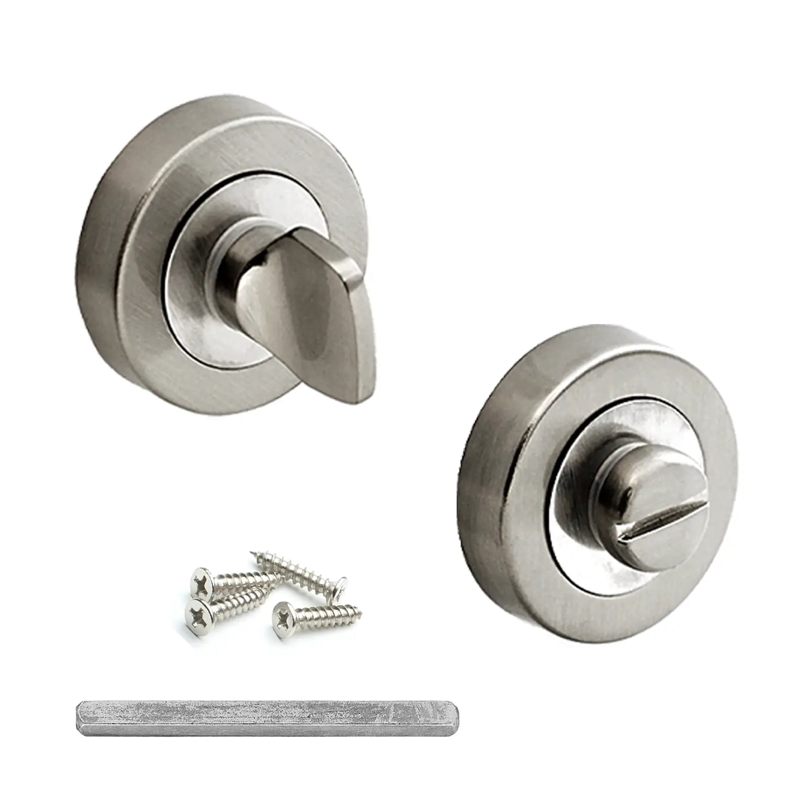 Solace Satin Nickel Bathroom Door Lever Handles - Bathroom Kit Set - Decor And Decor