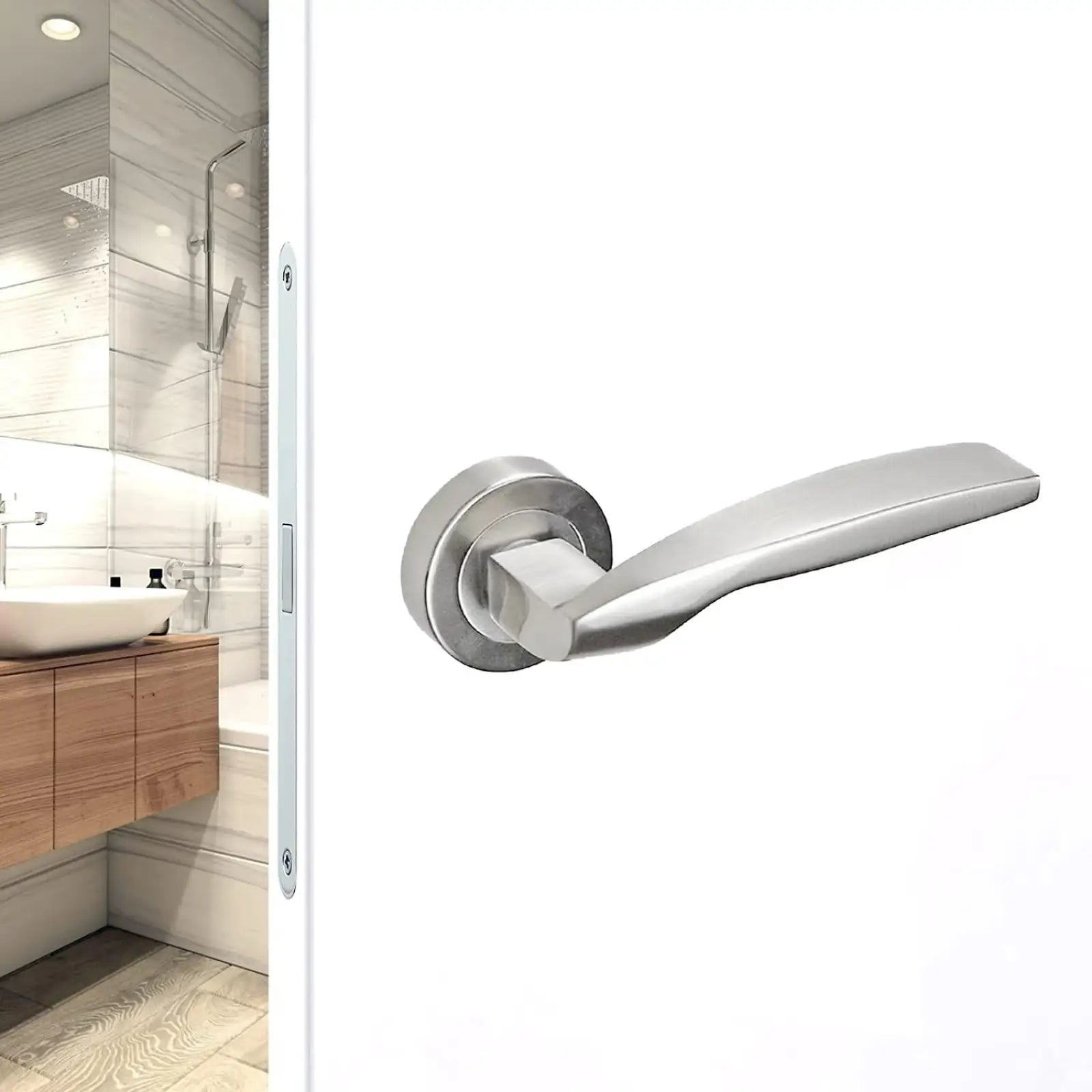 Solitude Door lever Satin Nickel - Latch And Hinge Set - & Sleek Lever in - Enhance Style Security