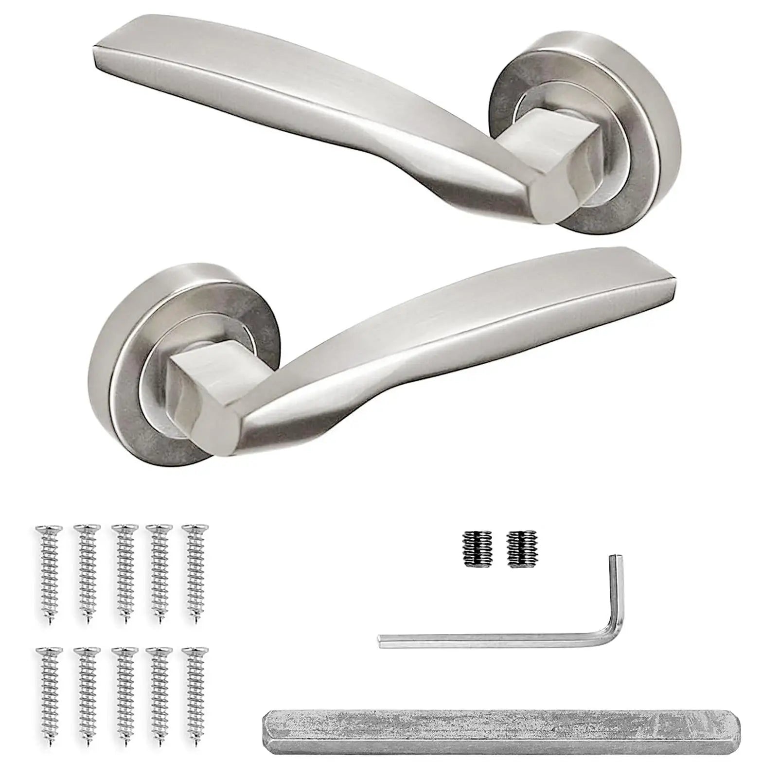 Solitude Door lever Satin Nickel - Latch And Hinge Set - & Sleek Lever in - Enhance Style Security