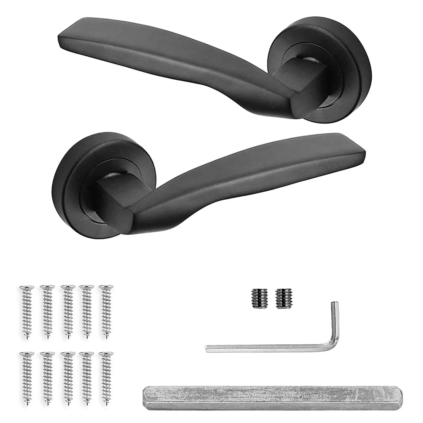 Solitude Matt Black Door Lever Handles - Latch And Hinge Set - & - Modern Upgrade