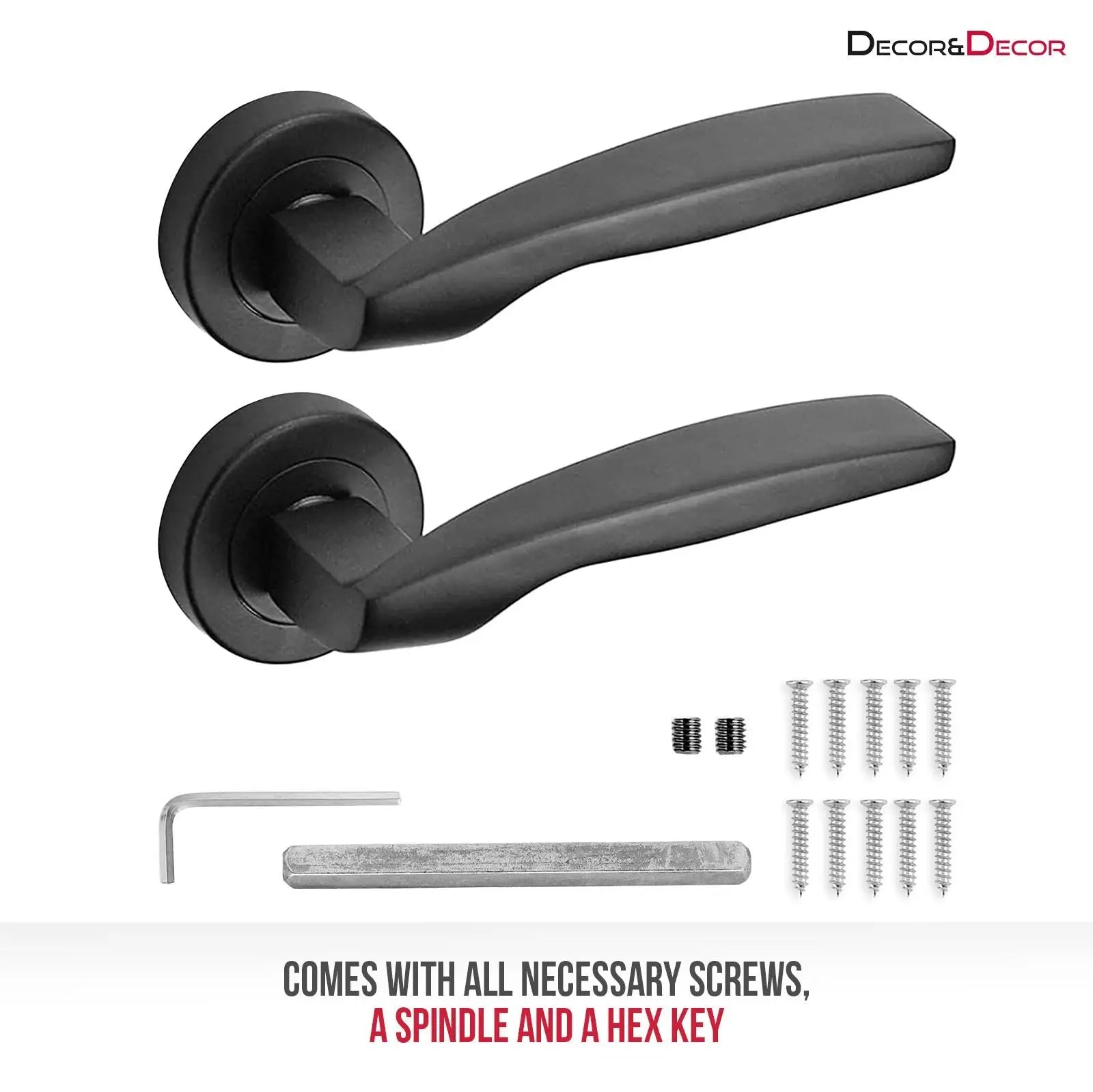 Solitude Matt Black Door Lever Handles - Latch And Hinge Set - & - Modern Upgrade