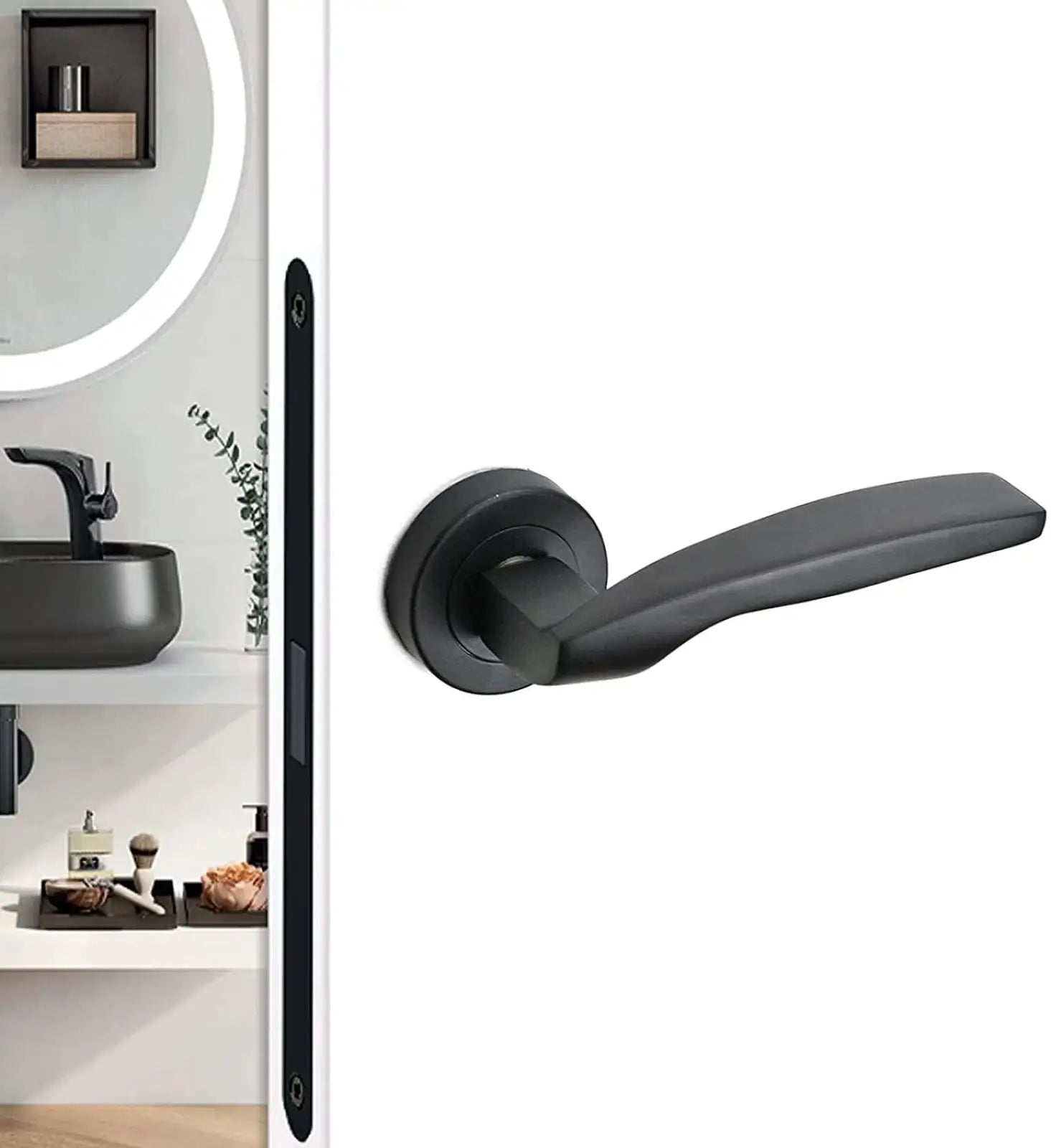 Solitude Matt Black Door Lever Handles - Latch And Hinge Set - & - Modern Upgrade