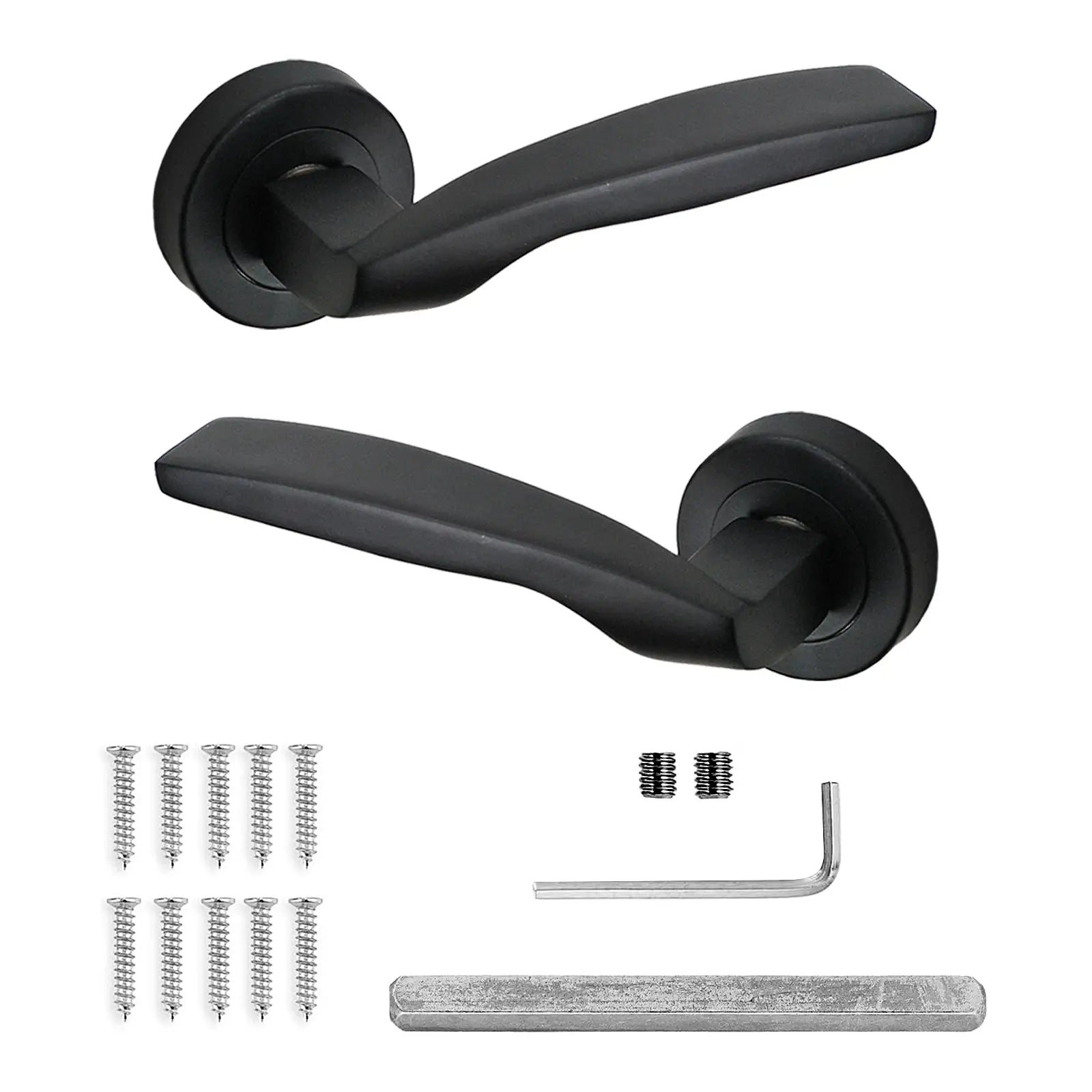 Solitude Matt Black Door Lever Handles - Pair of Handles - Decor And Decor