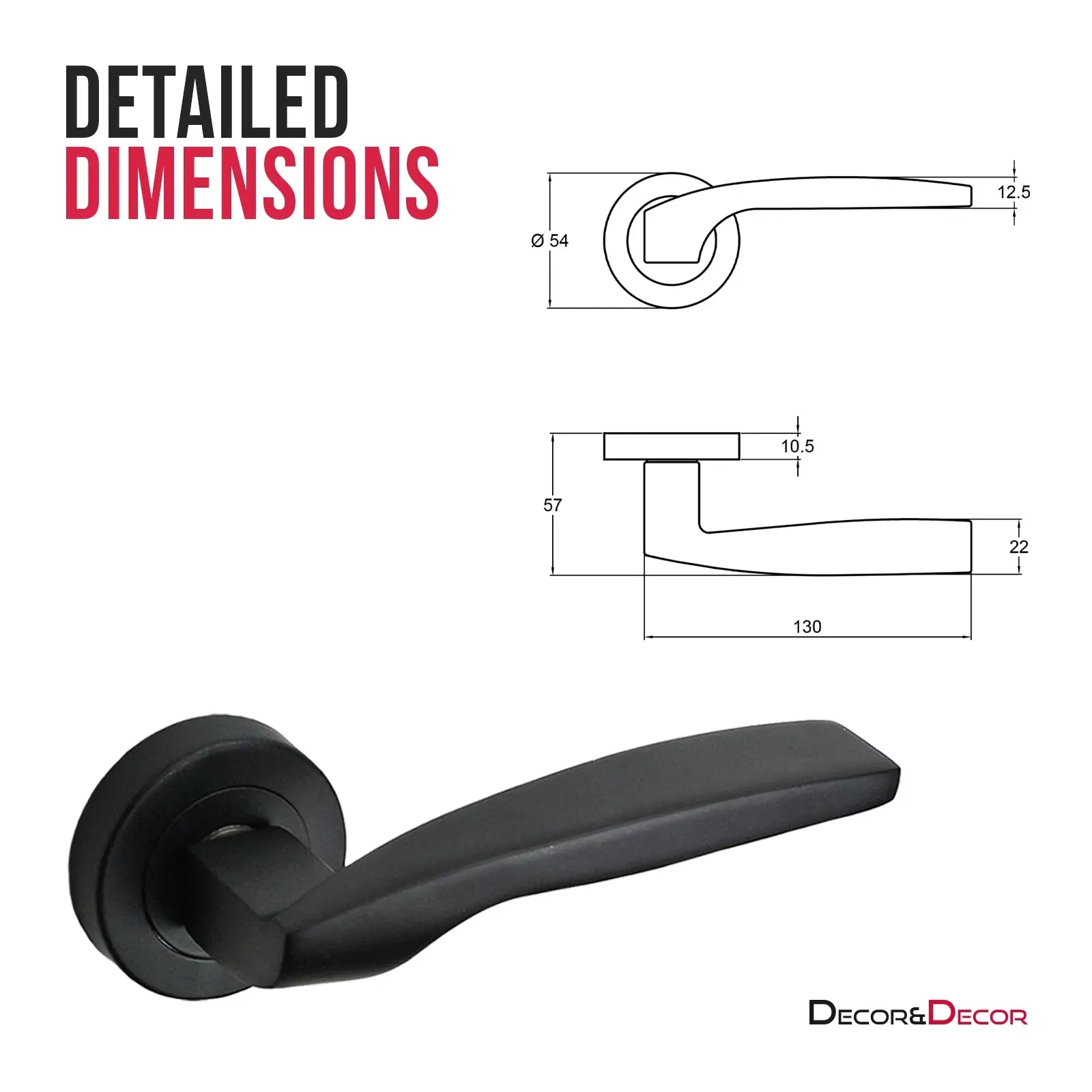 Solitude Matt Black Door Lever Handles - Pair of Handles - Decor And Decor