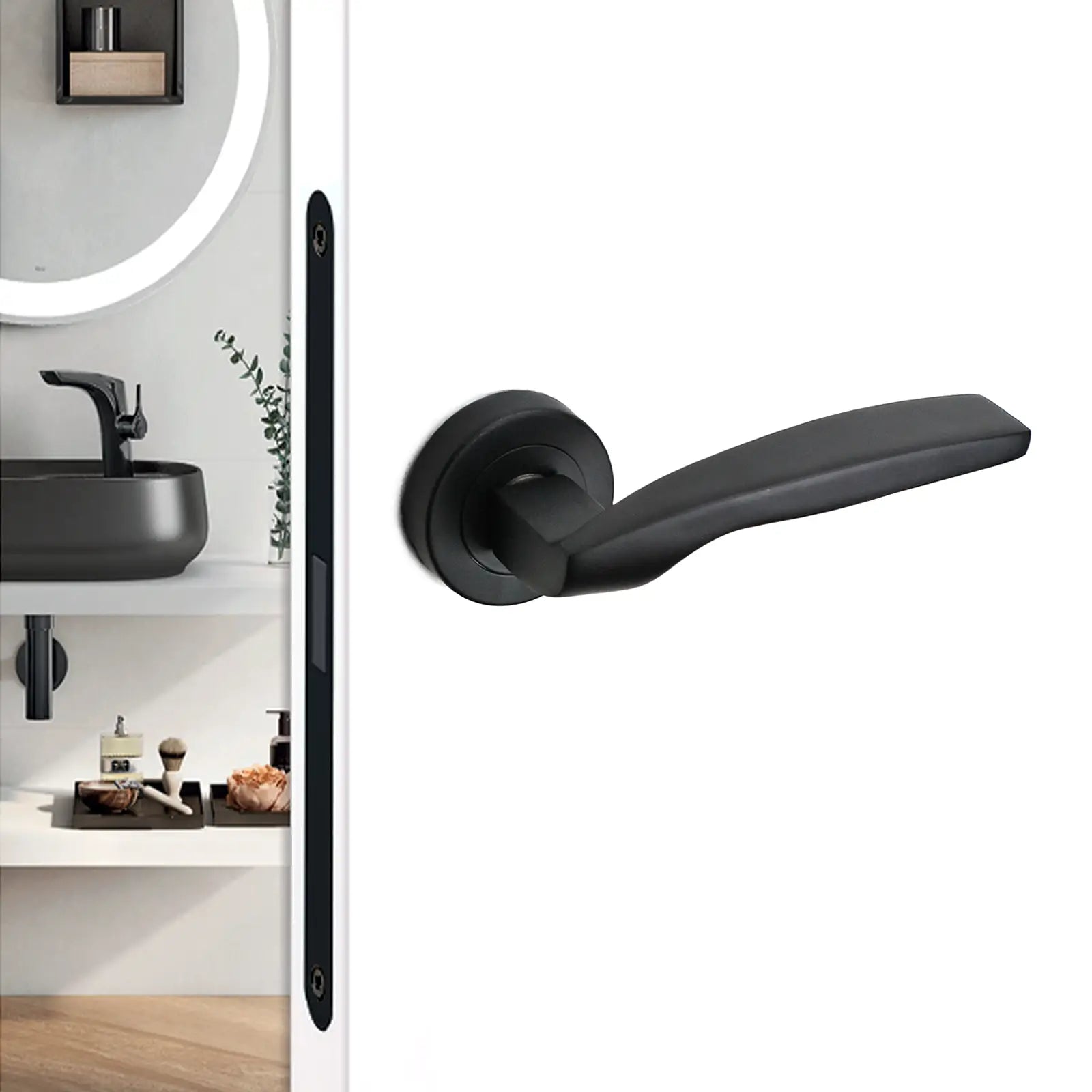 Solitude Matt Black Door Lever Handles - Pair of Handles - Decor And Decor