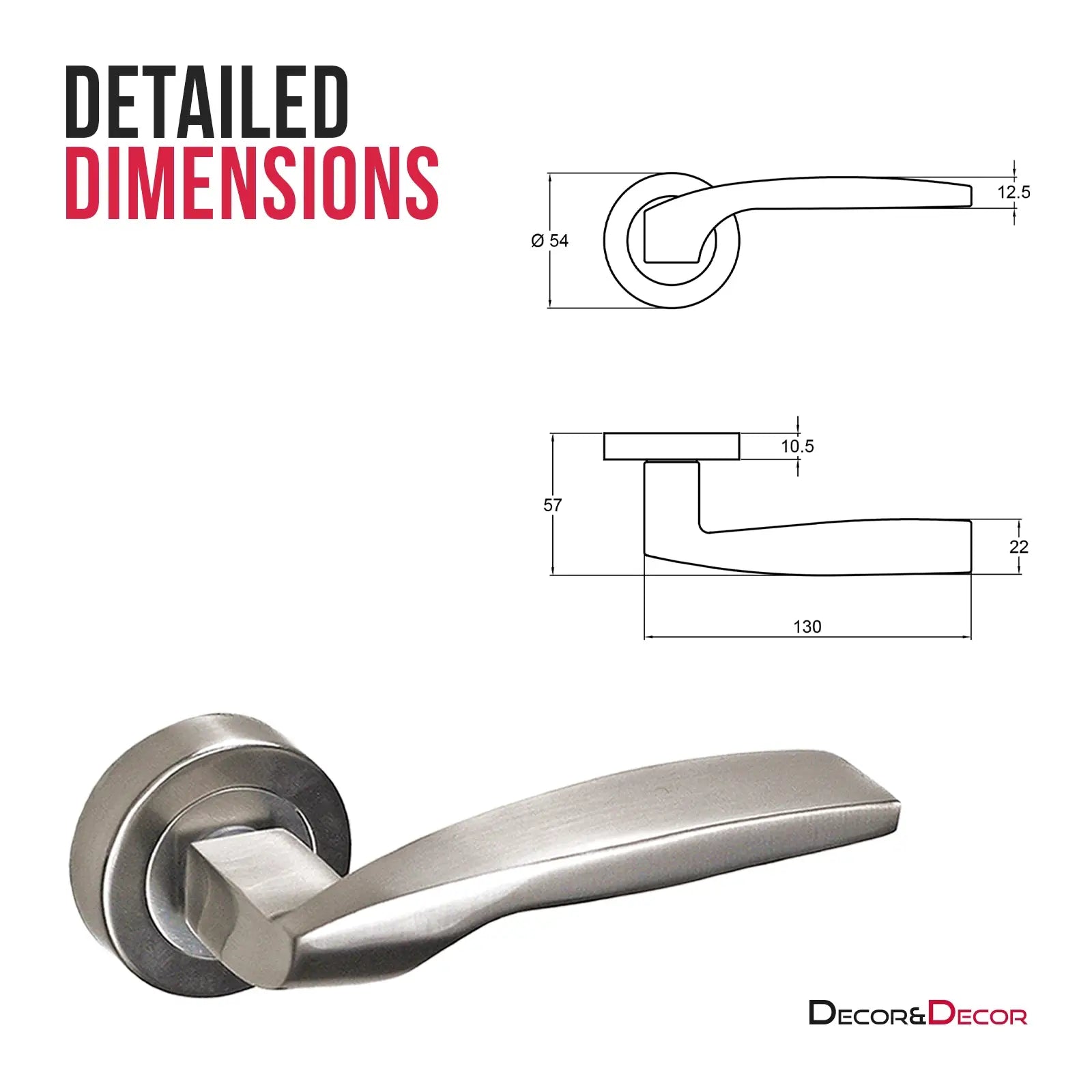 Solitude Satin Nickel Bathroom Door Lever Handles - Bathroom Kit Set - Decor And Decor