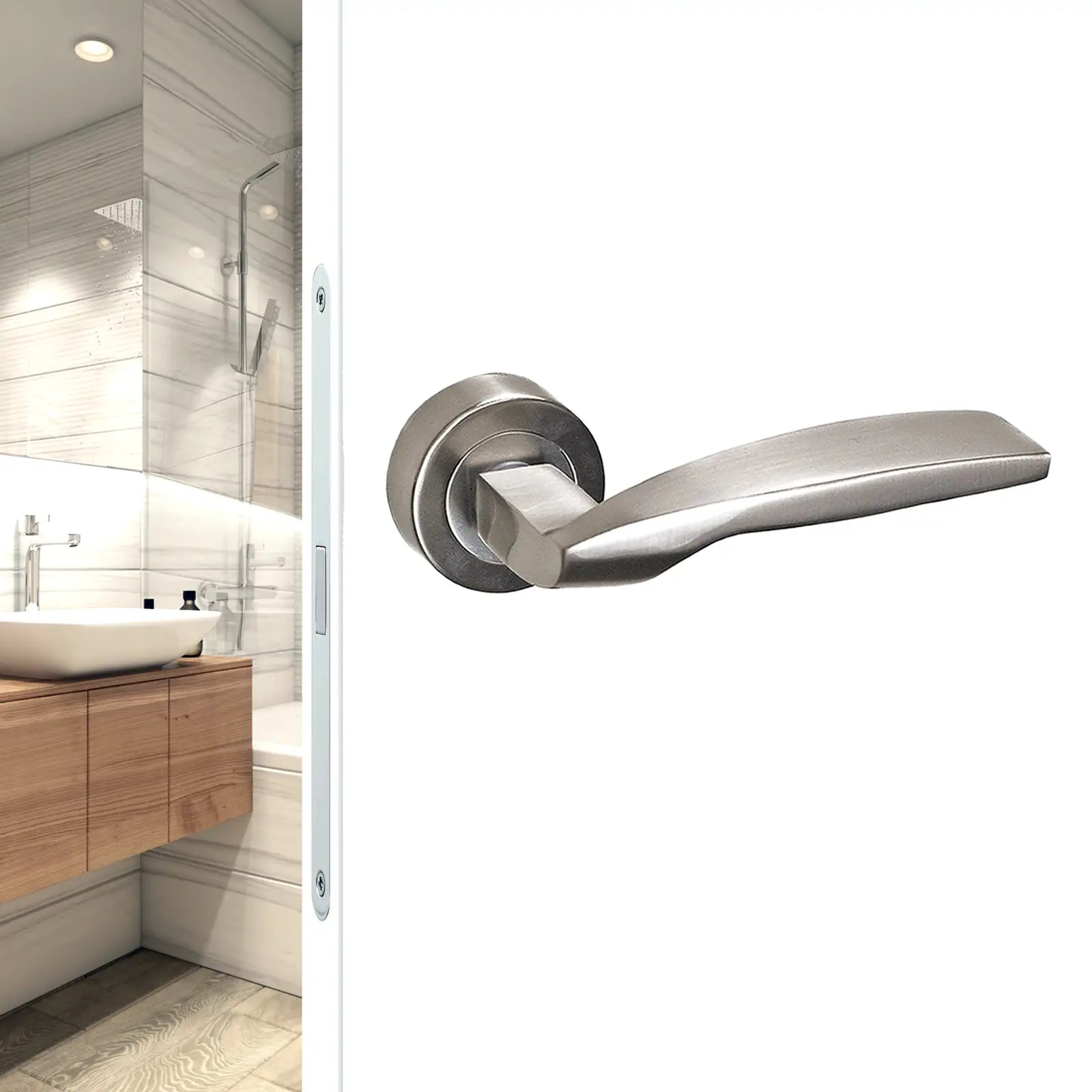 Solitude Satin Nickel Door Lever Handles - Pair of Handles - Decor And Decor