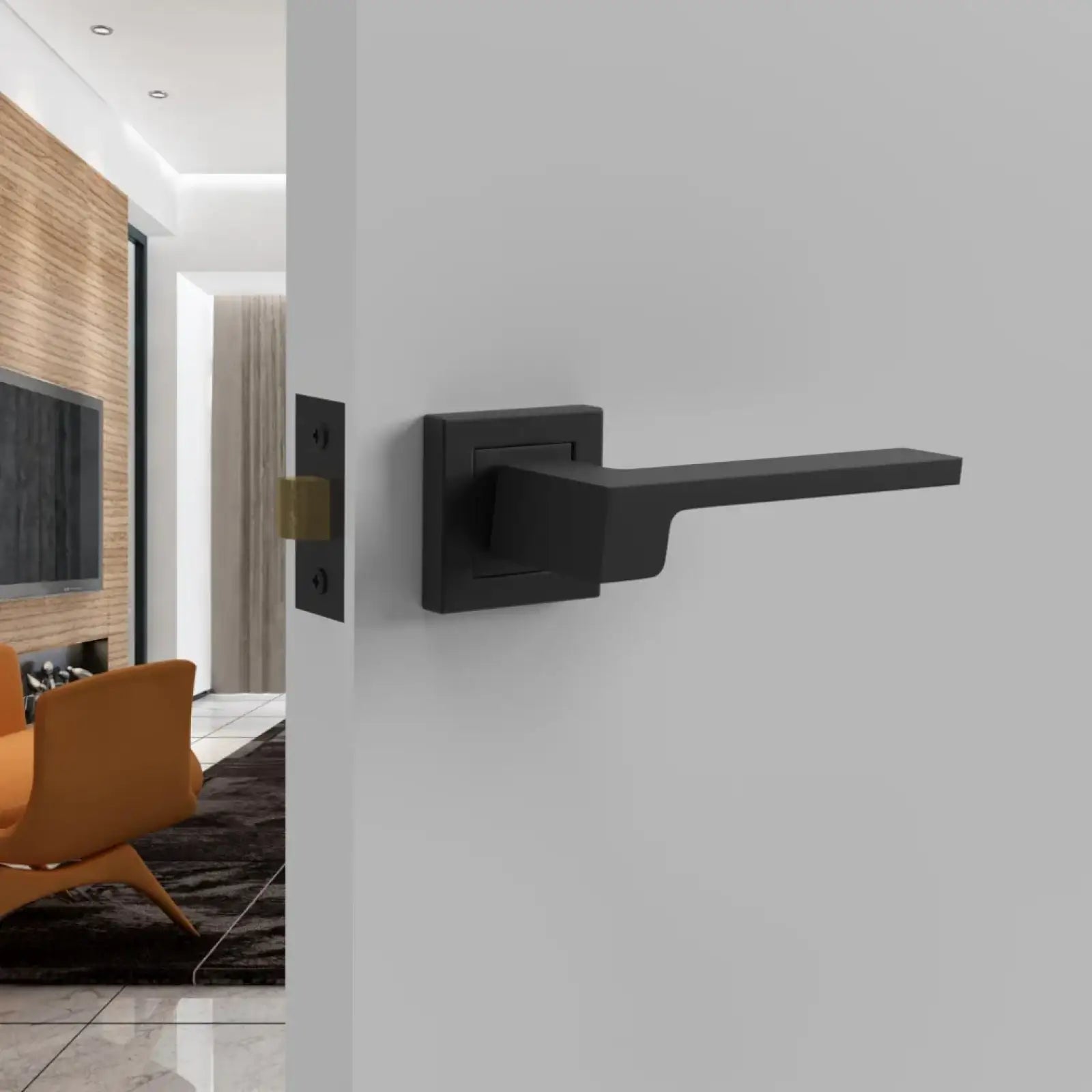 Matte black square door handle for Spectra Matt Black Door Lever Handles pair