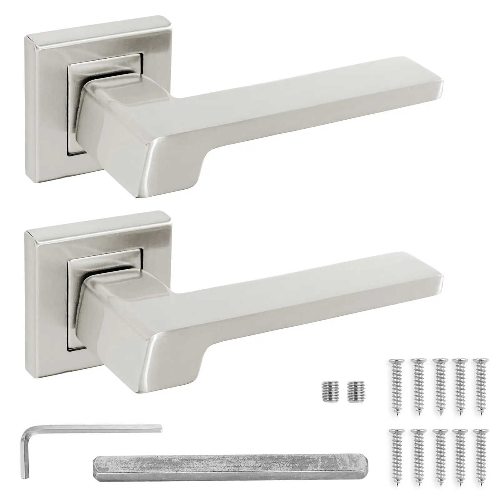 Spectra Satin Nickel Door Lever Handles - Pair of Handles - Decor And Decor
