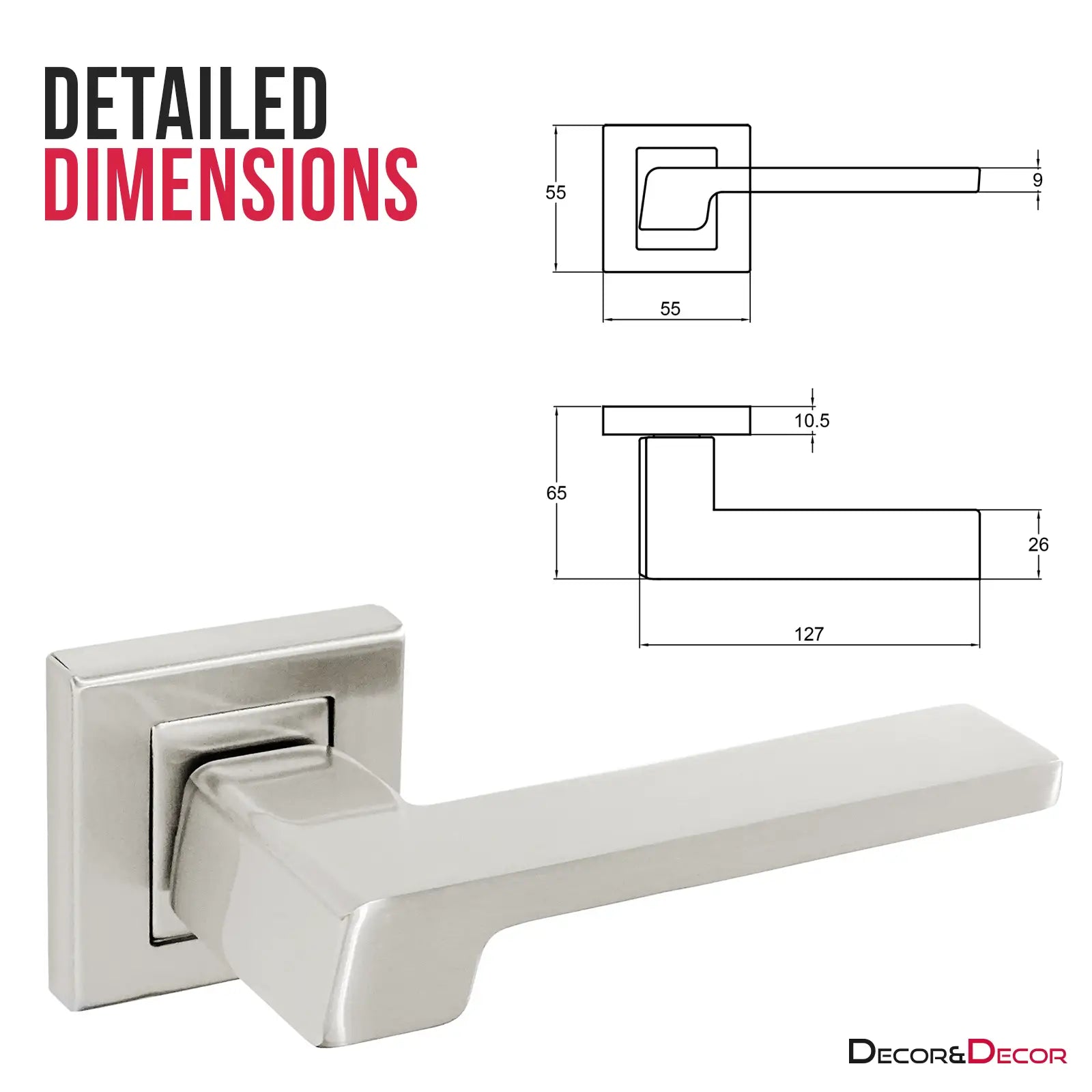 Spectra Satin Nickel Door Lever Handles - Pair of Handles - Decor And Decor