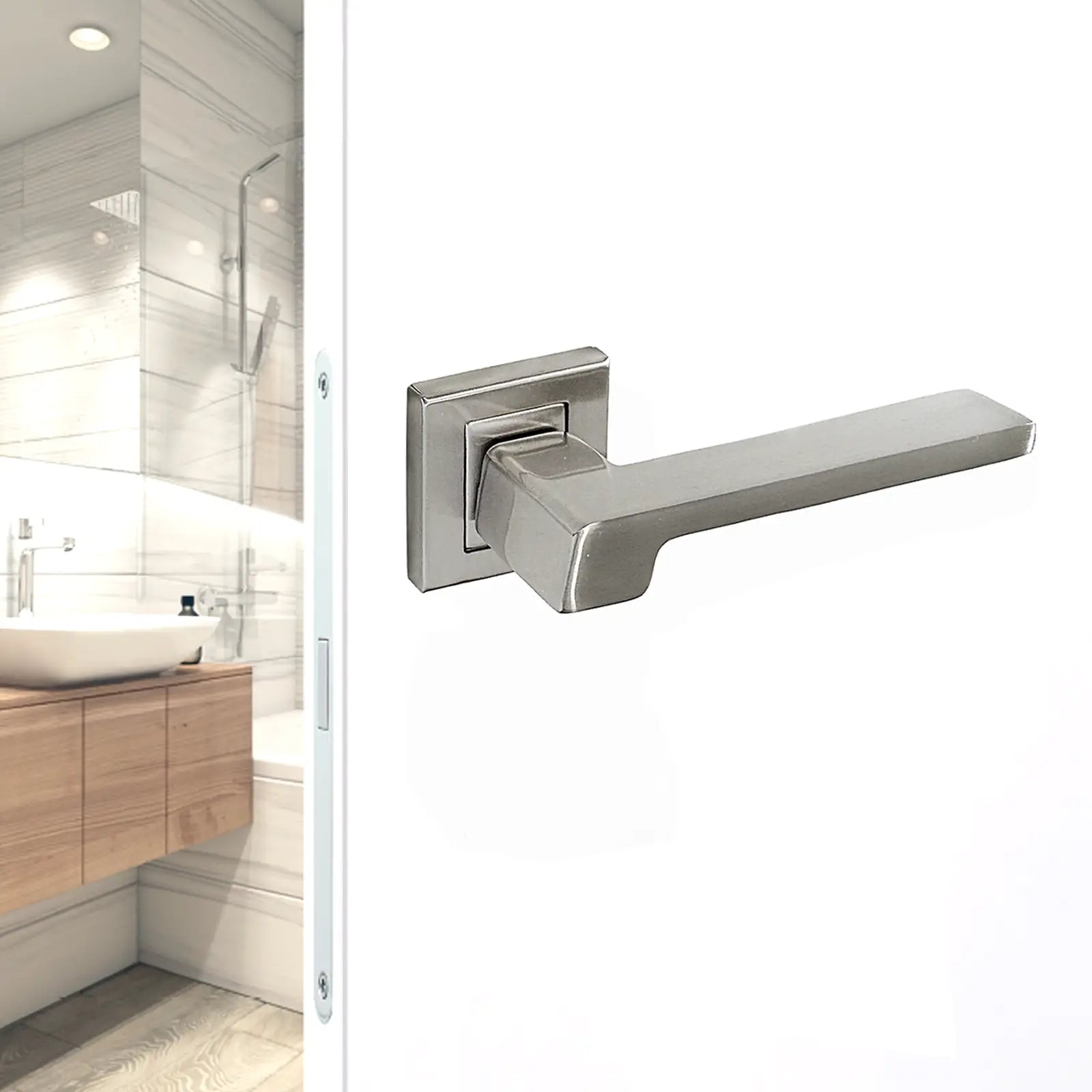 Spectra Satin Nickel Passage Door Lever Handles - Latch Kit Set - Decor And Decor