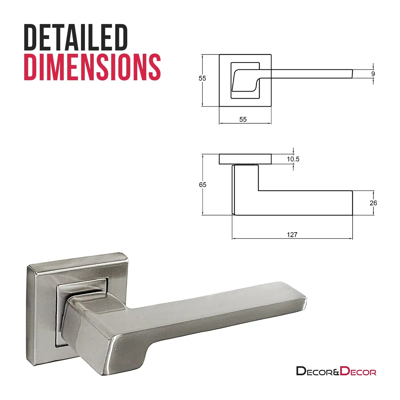 Spectra Satin Nickel Privacy Door Lever Handles - Sash Lock Kit Set - Decor And Decor