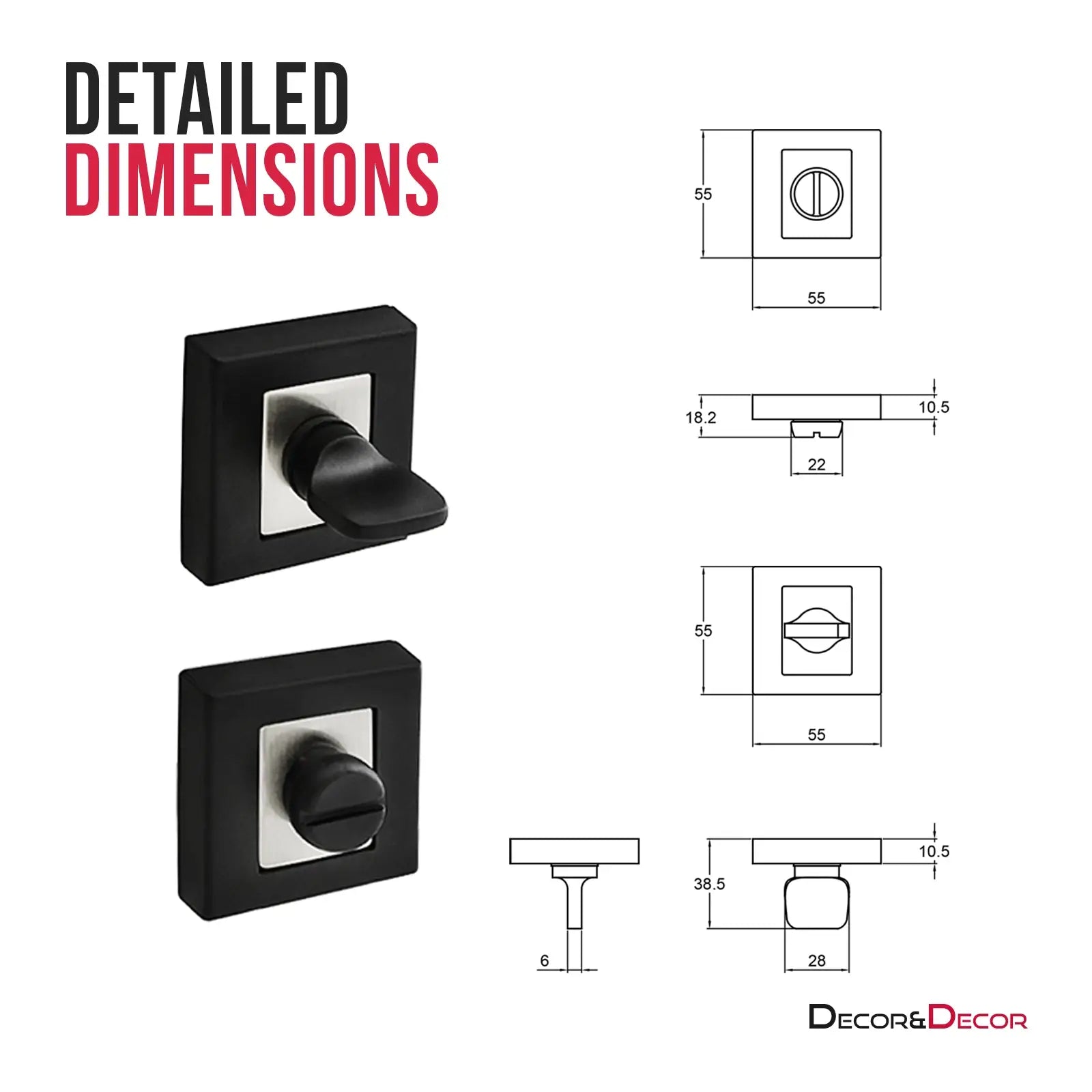 Square Bathroom Thumb Turn And Release Set - Duo Finish - Decor And Decor