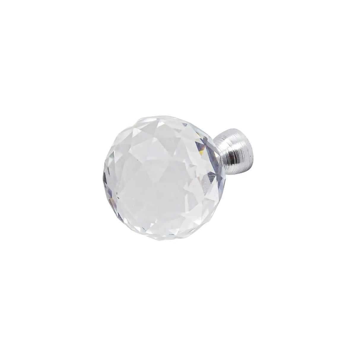Tayberry - Round Crystal Glass Cabinet Knob - Polished Chrome