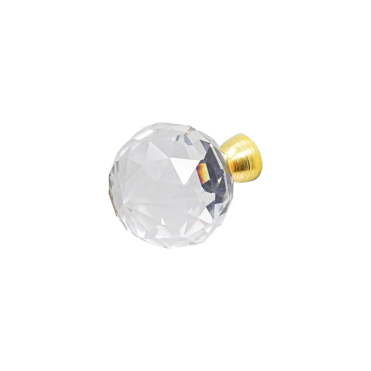 Tayberry - Round Crystal Glass Cabinet Knob - Polished Gold