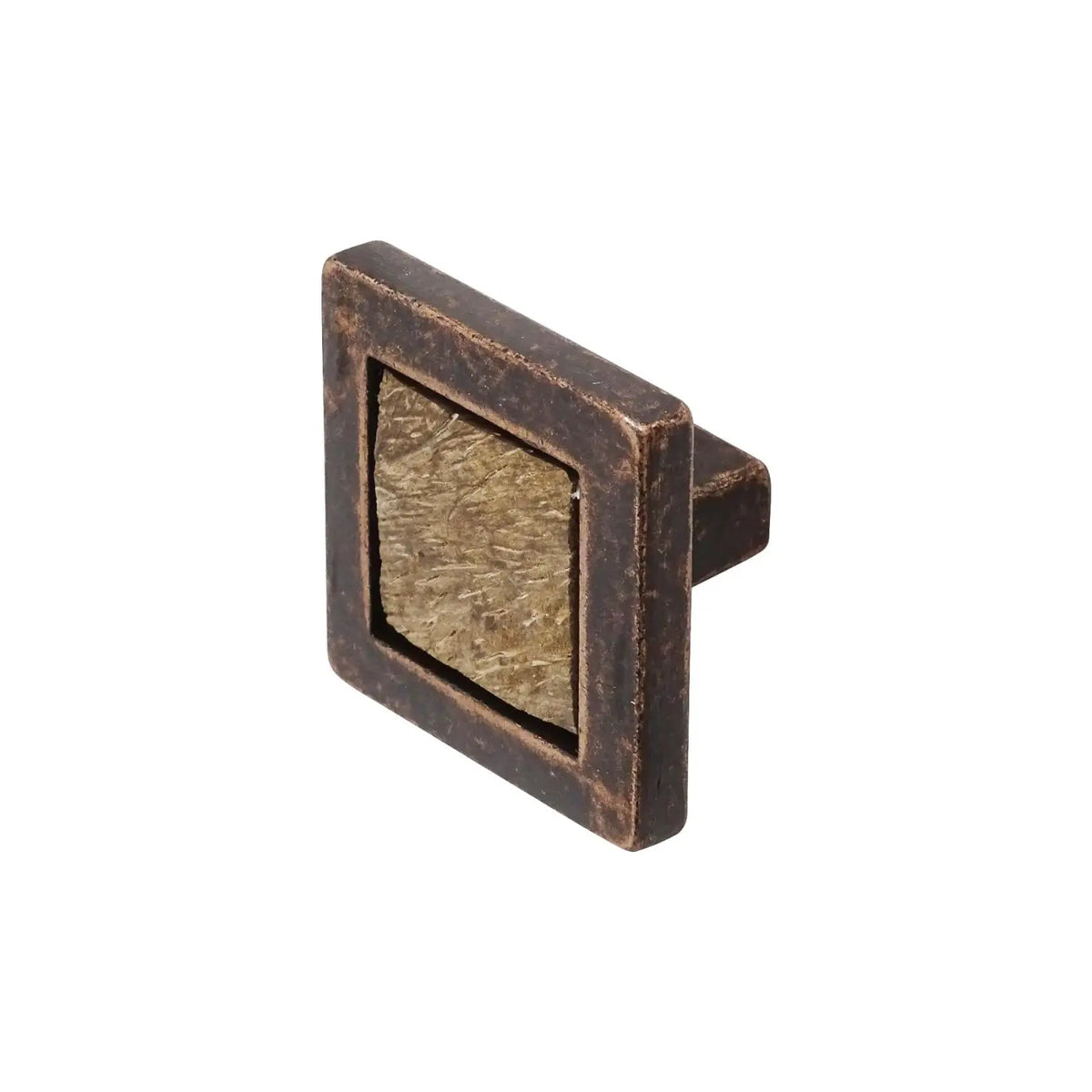 Tazetta - Square Wood Cupboard Knob - Antique Copper