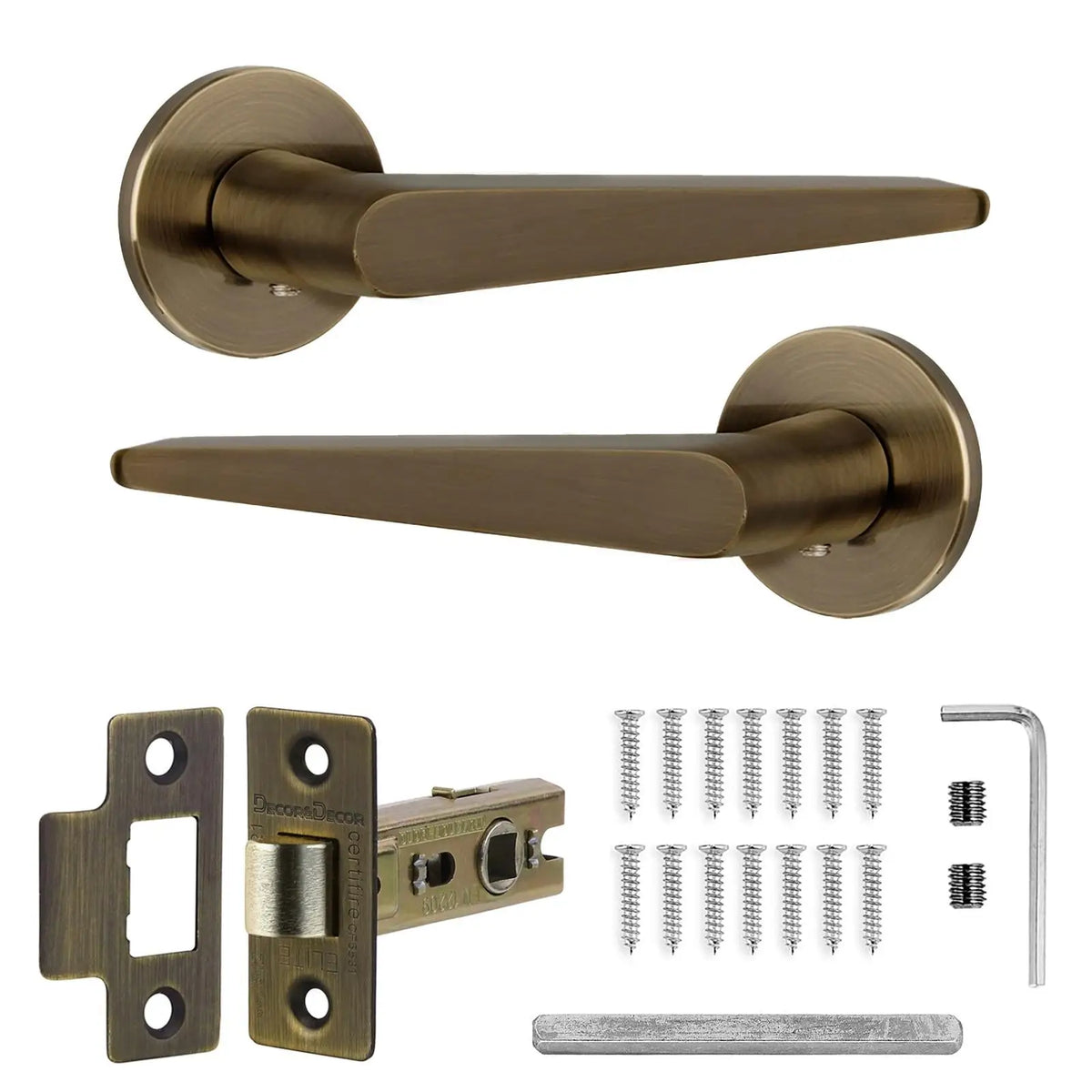 Terra Antique Brass Passage Door Handles - Latch Kit Set