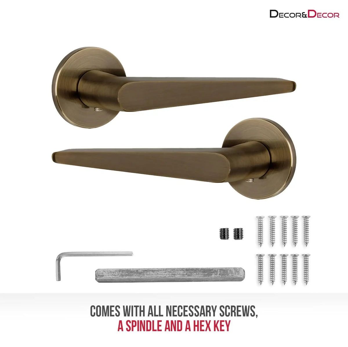 Terra Antique Brass Privacy Door Handles - Sash Lock Kit Set – view 4