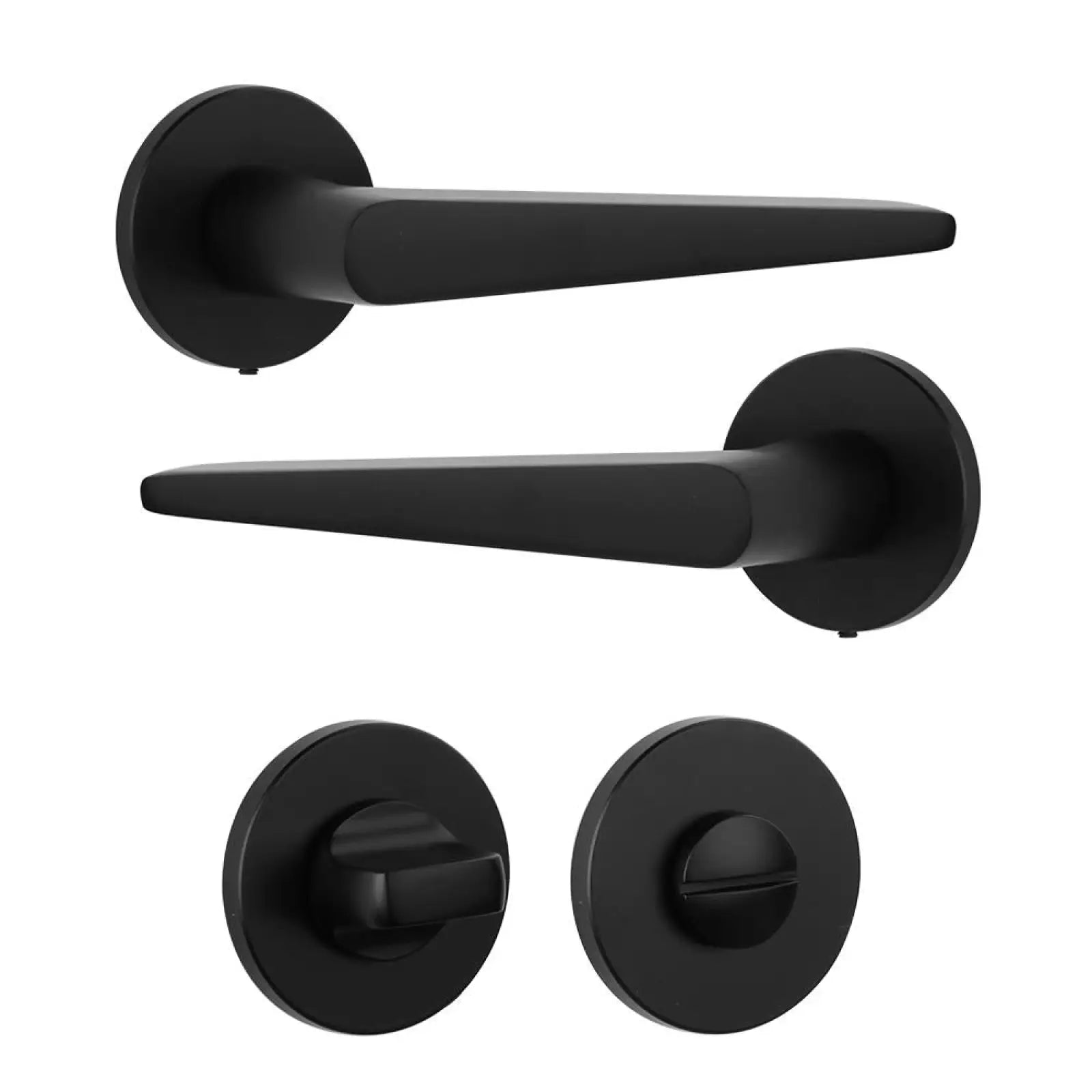 Terra Matt Black Bathroom Door Handles - Kit - Handle Set – Durable & Stylish