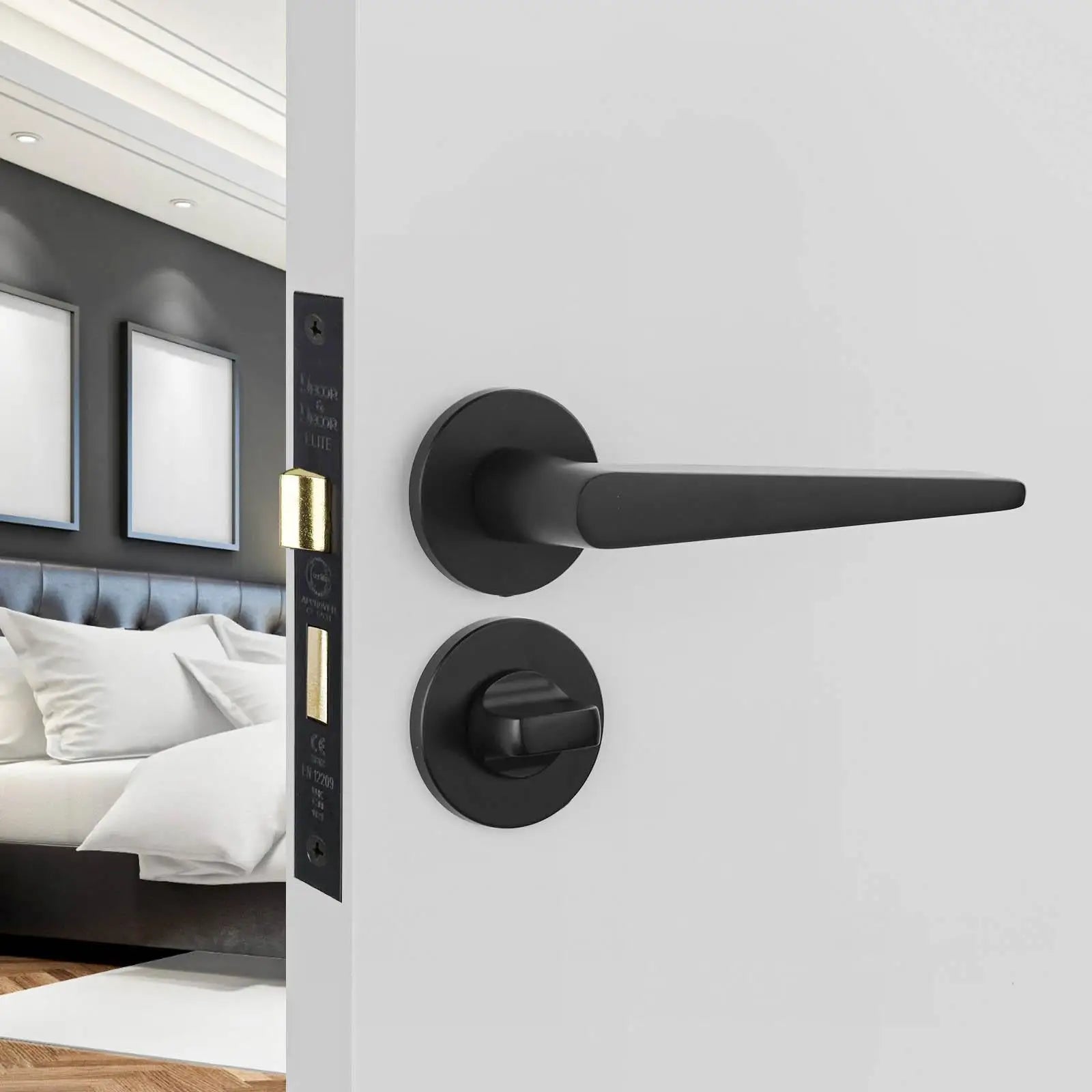 Terra Matt Black Bathroom Door Handles - Kit - Handle Set – Durable & Stylish