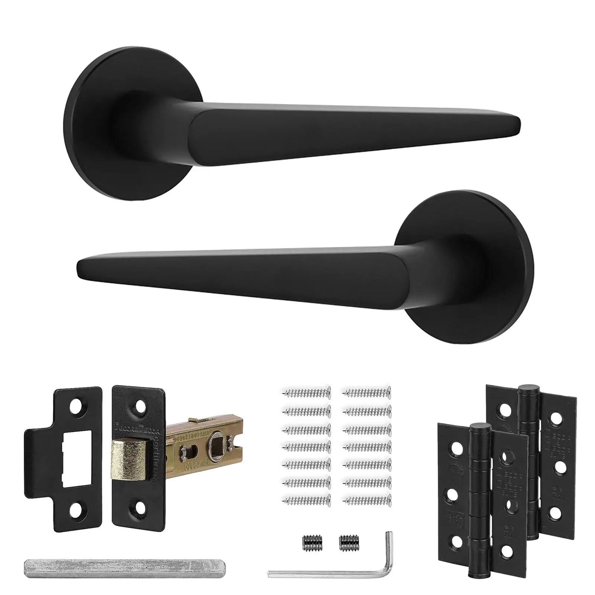 Terra Matt Black Passage Door Handles - Latch and Hinge Set - & Handle –