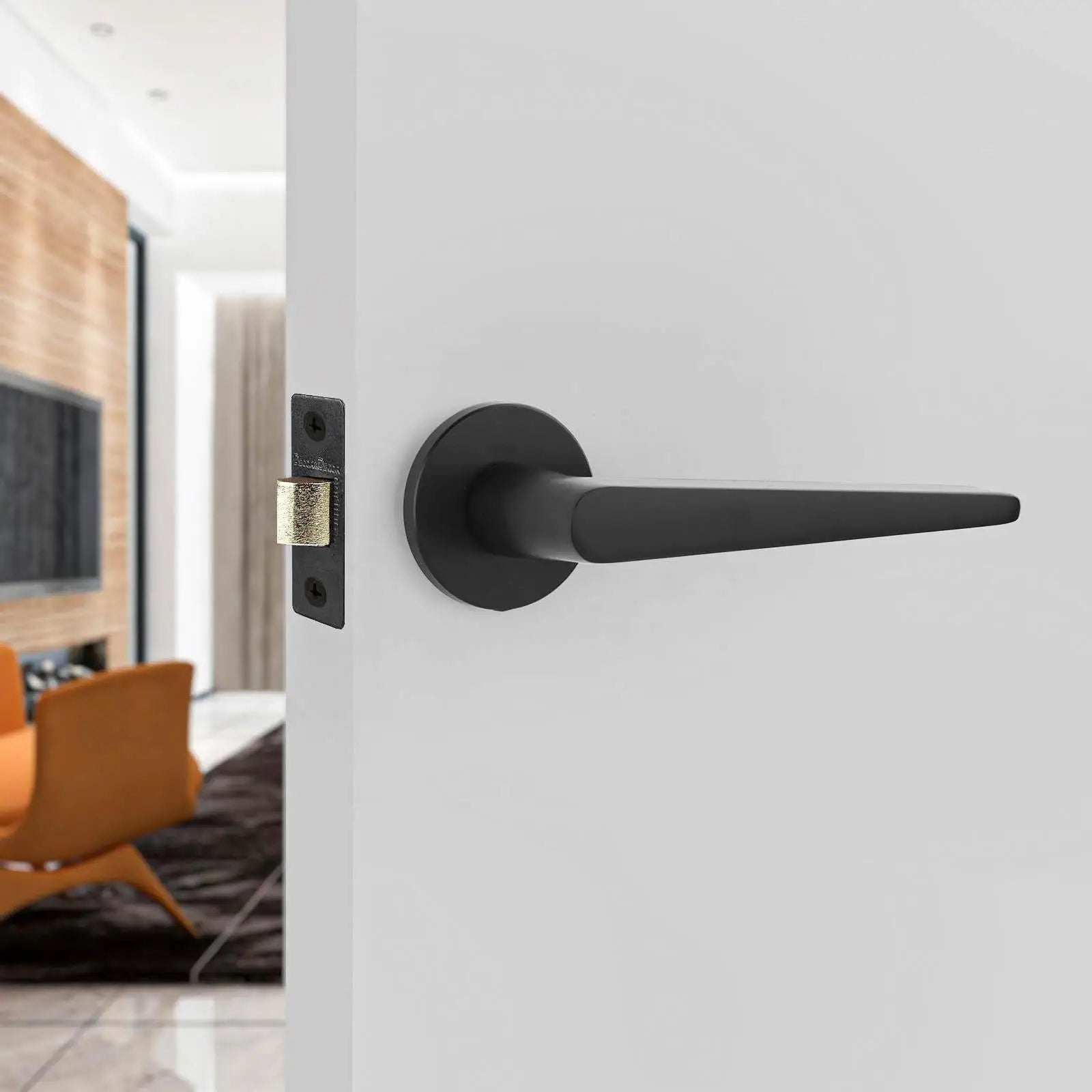 Terra Matt Black Passage Door Handles - Latch Kit Set - –