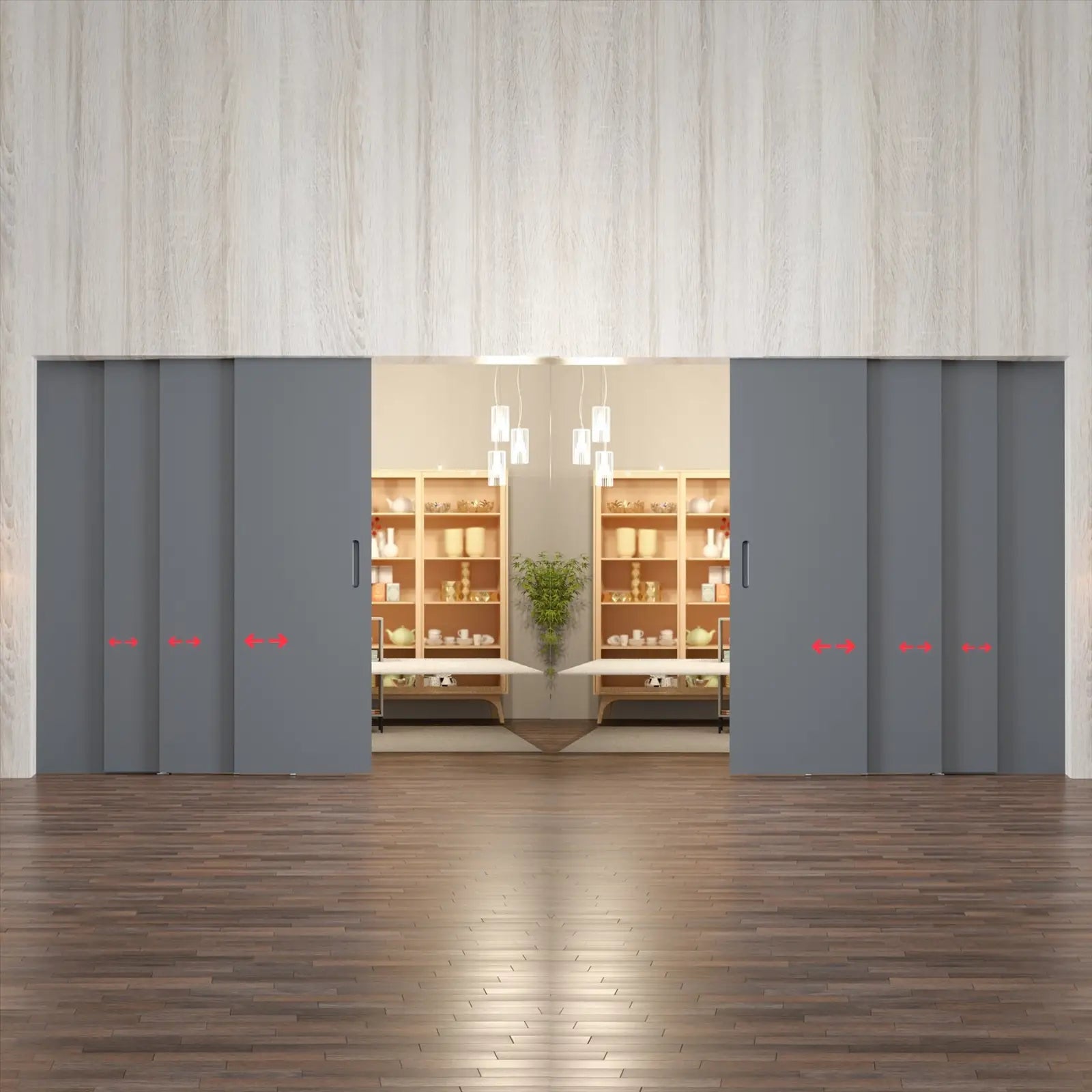 TP-Slide Double Telescopic Sliding Door Kit - 3 + 3 Door - 7200mm Track - Decor And Decor