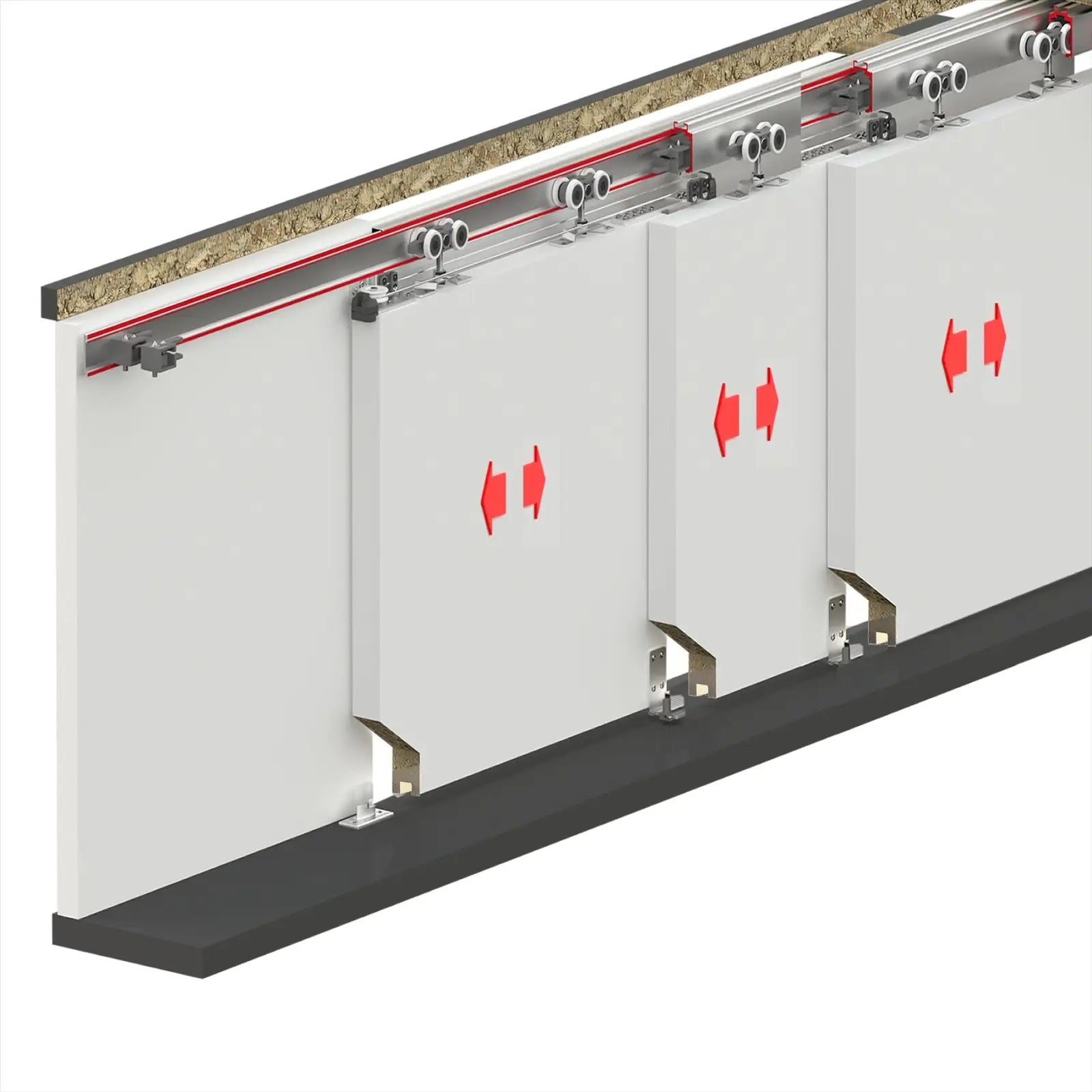 TP-Slide Double Telescopic Sliding Door Kit - 3 + 3 Door - 7200mm Track - Decor And Decor