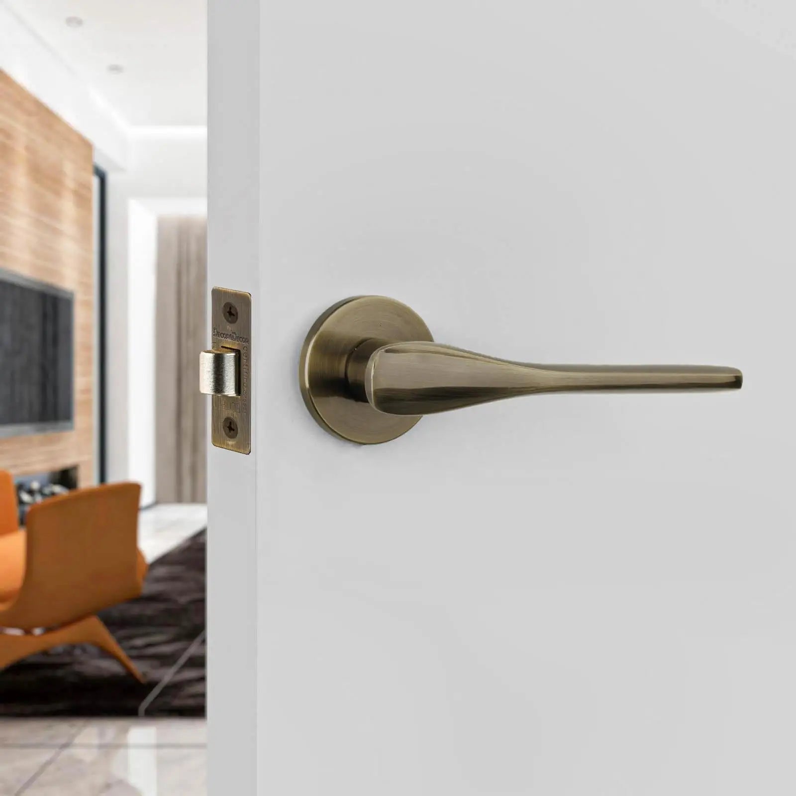 Verita Antique Brass Passage Door Handles - Latch Kit Set - –