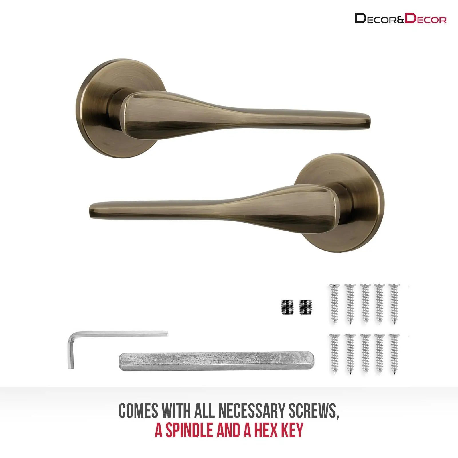 Verita Antique Brass Passage Door Handles - Latch Kit Set - –