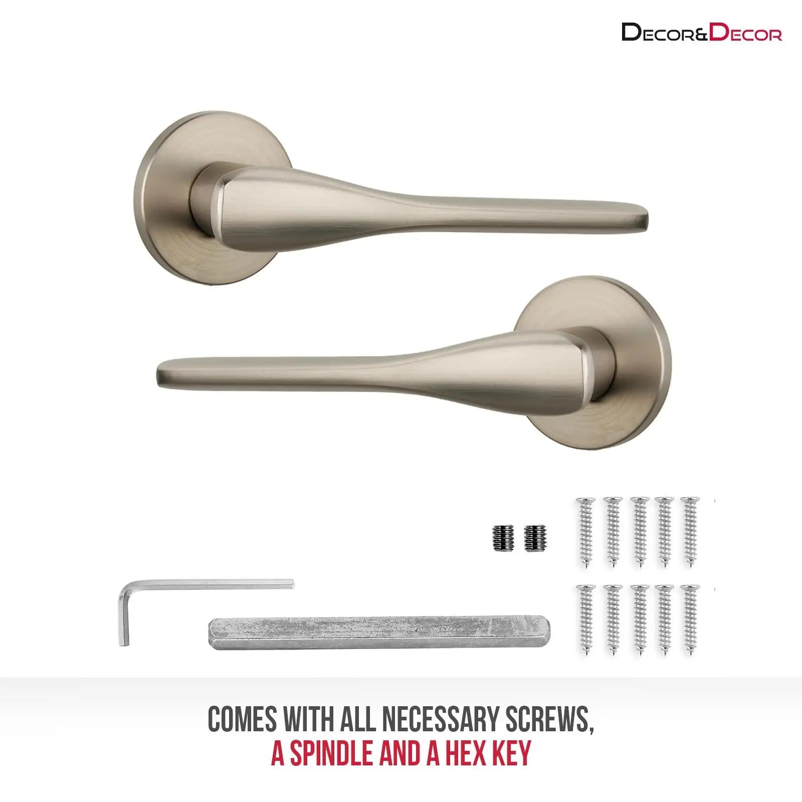 Verita Satin Nickel Privacy Door Handles - Sash Lock Kit Set - –