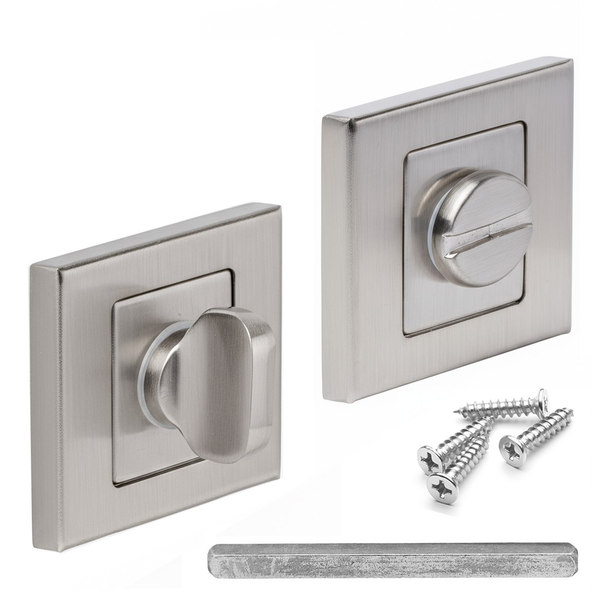 Fire Rated Tubular Mortice Deadbolt and Square Bathroom Turn And Release Thumbturn - Satin Nickel – view 9