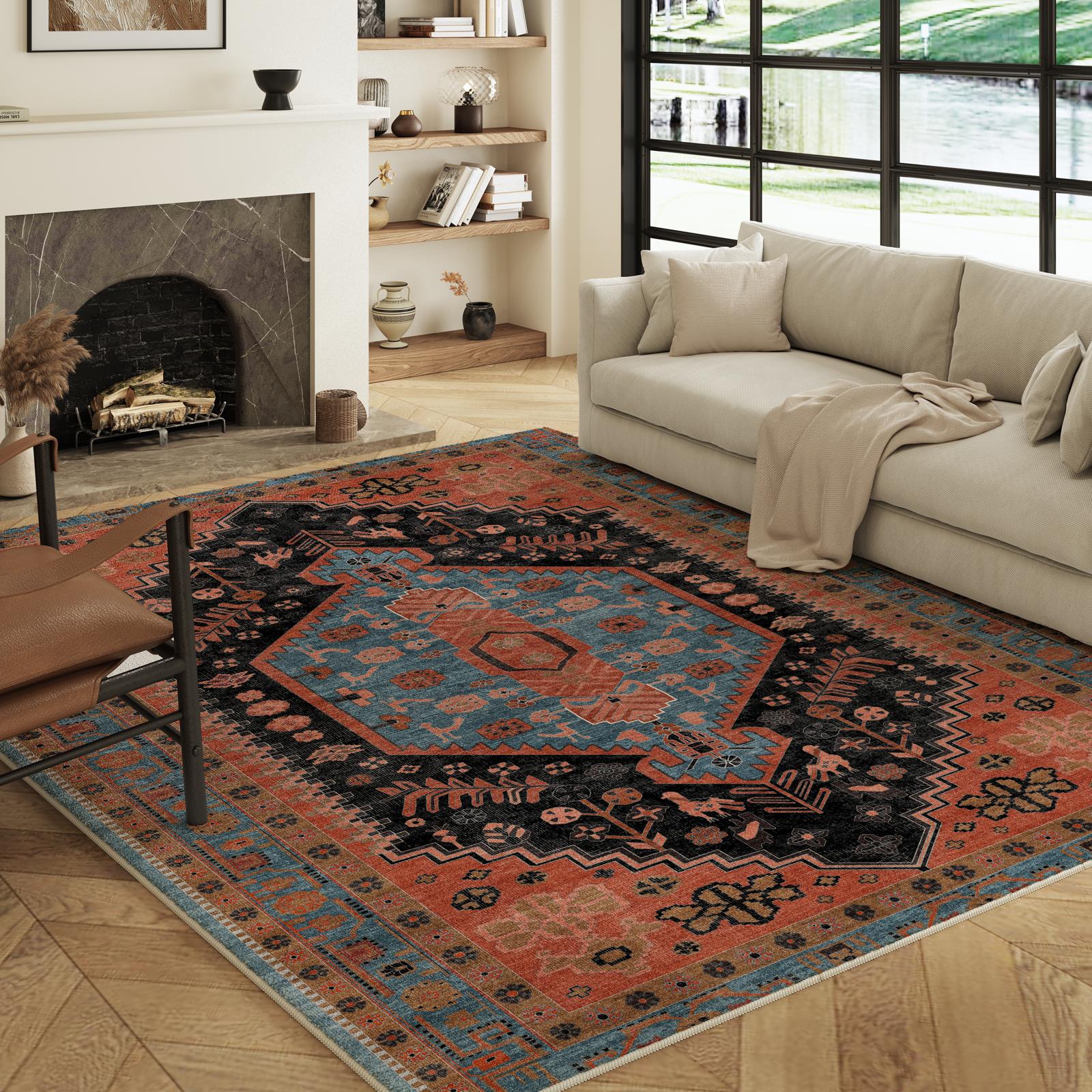 Lunora - Traditional Washable Large Living Room Rug - 160x230cm - Washable Rugs | Decoranddecor