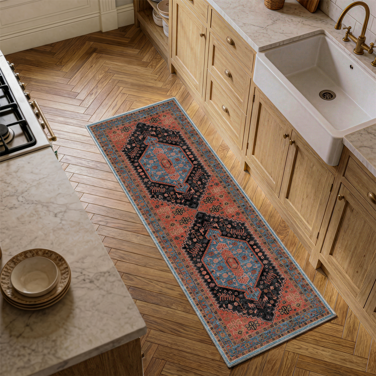 Lunora - Traditional Washable Kitchen Rug - 60x180cm – view 8