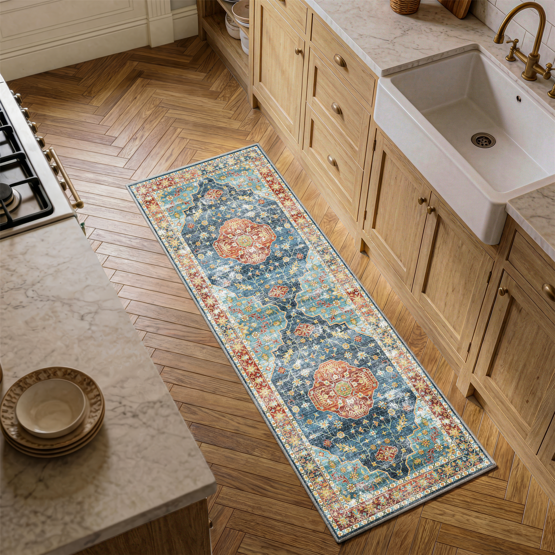 Avenza - Traditional Washable Small Runner Rug - 60x180cm