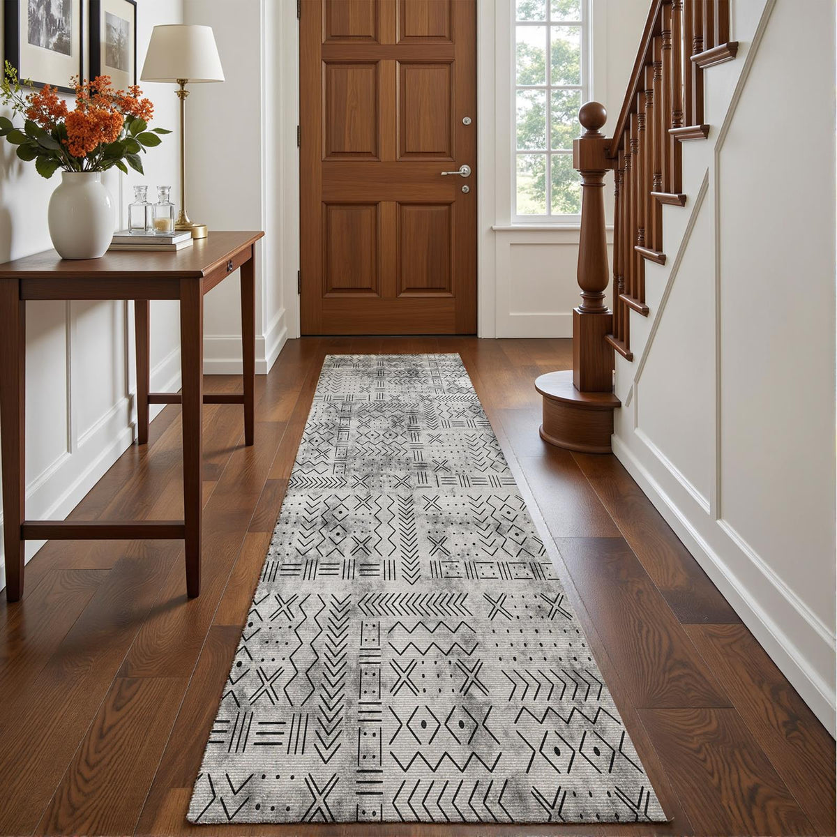 Velano - Geometric Washable Runner Hallway Rug - 60x240cm