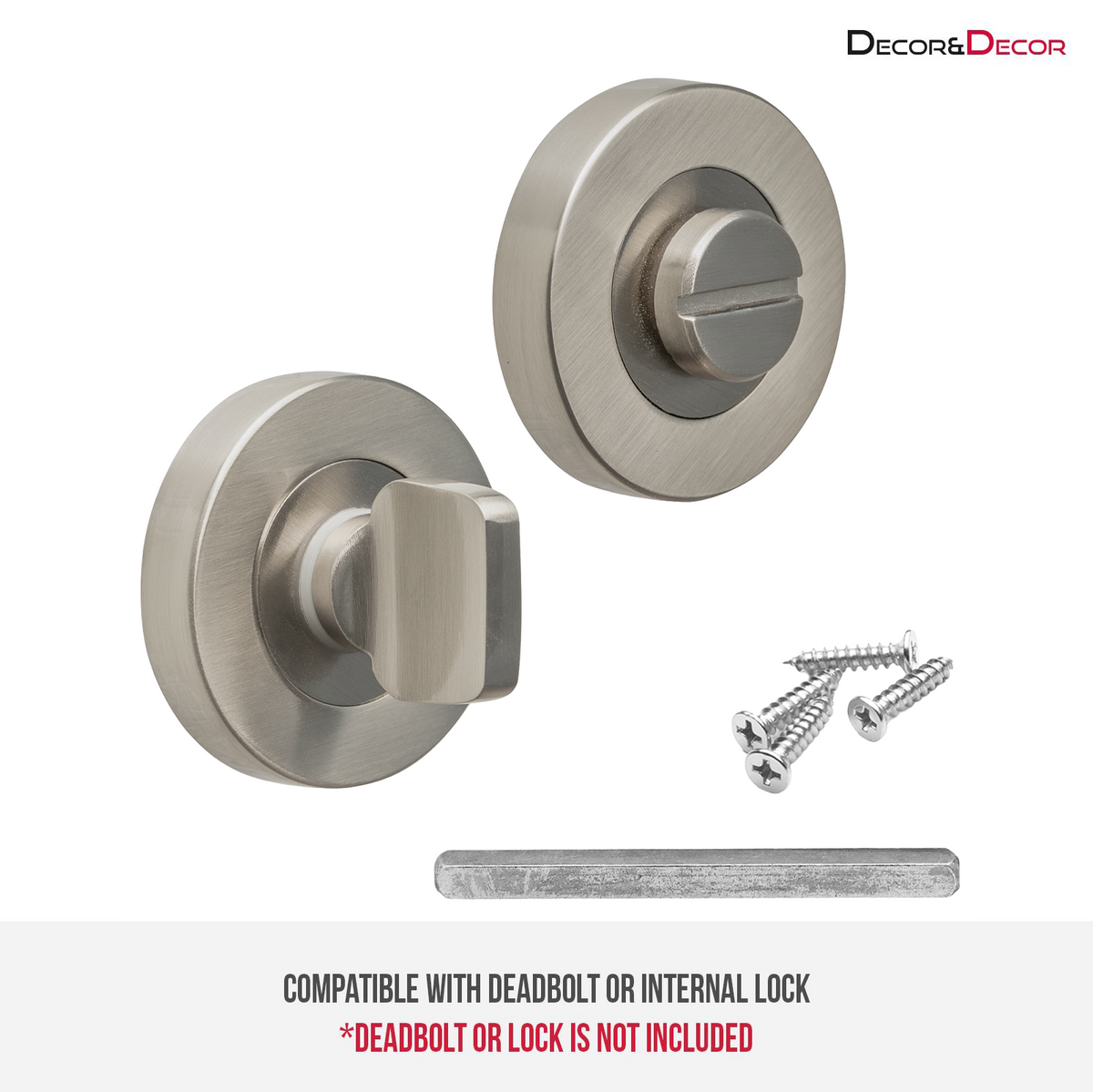 Fire Rated Tubular Mortice Deadbolt and Bathroom Turn And Release Thumbturn - Satin Nickel – view 8