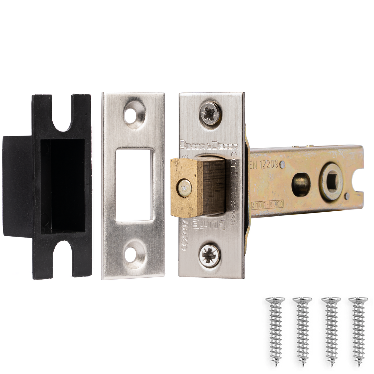Fire Rated Tubular Mortice Deadbolt and Square Bathroom Turn And Release Thumbturn - Satin Nickel – view 10