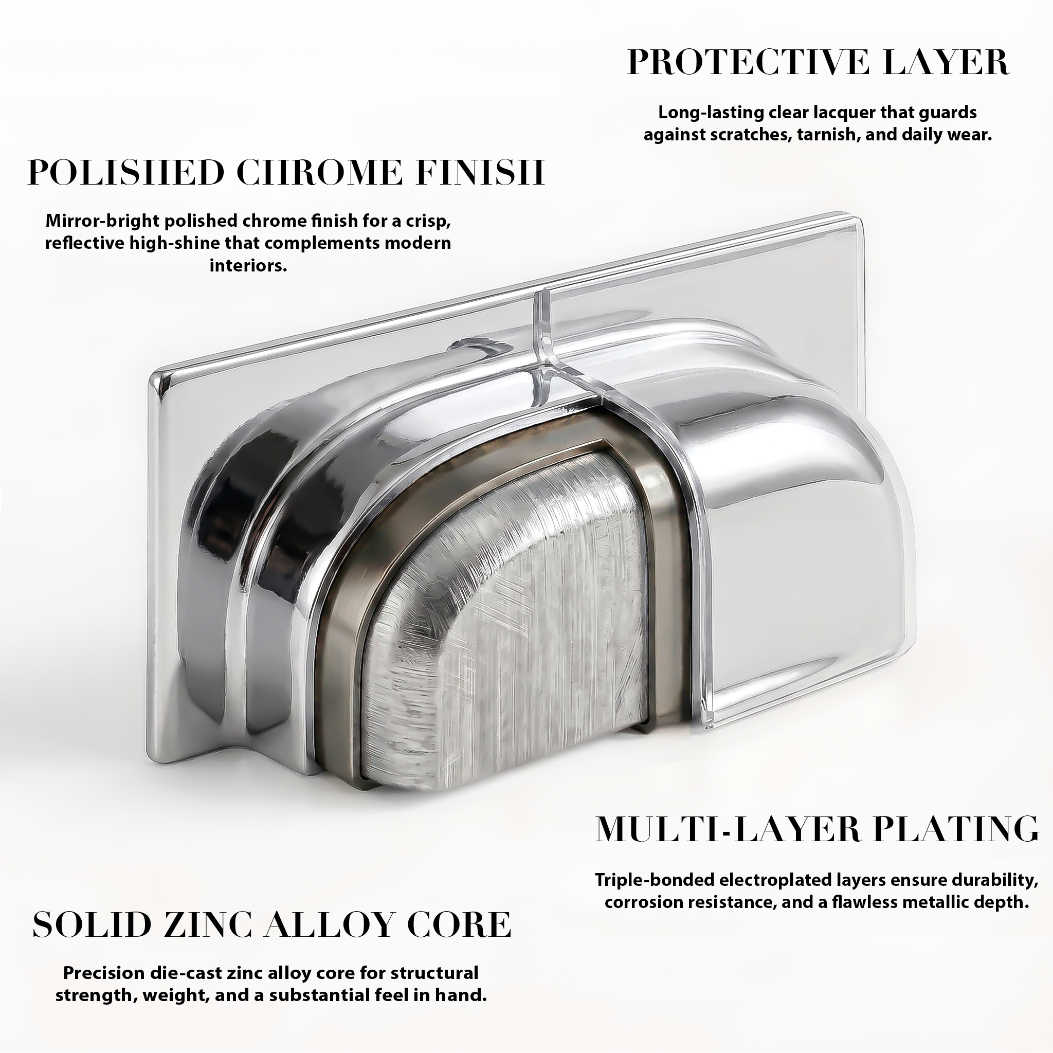 Tala - Square Cup Handle - Polished Chrome - Decor And Decor