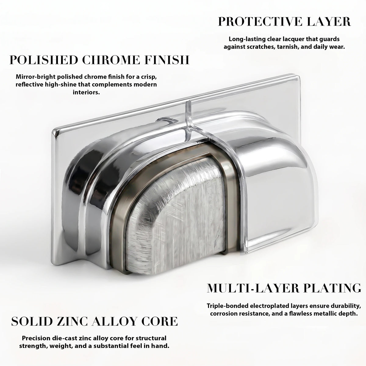 Tala - Square Cup Handle - Polished Chrome – view 7