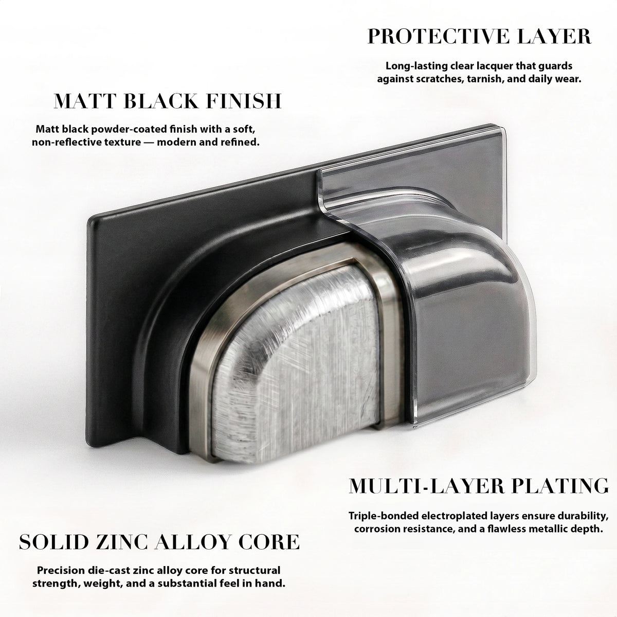 Tala - Square Cup Handle - Matt Black – view 7